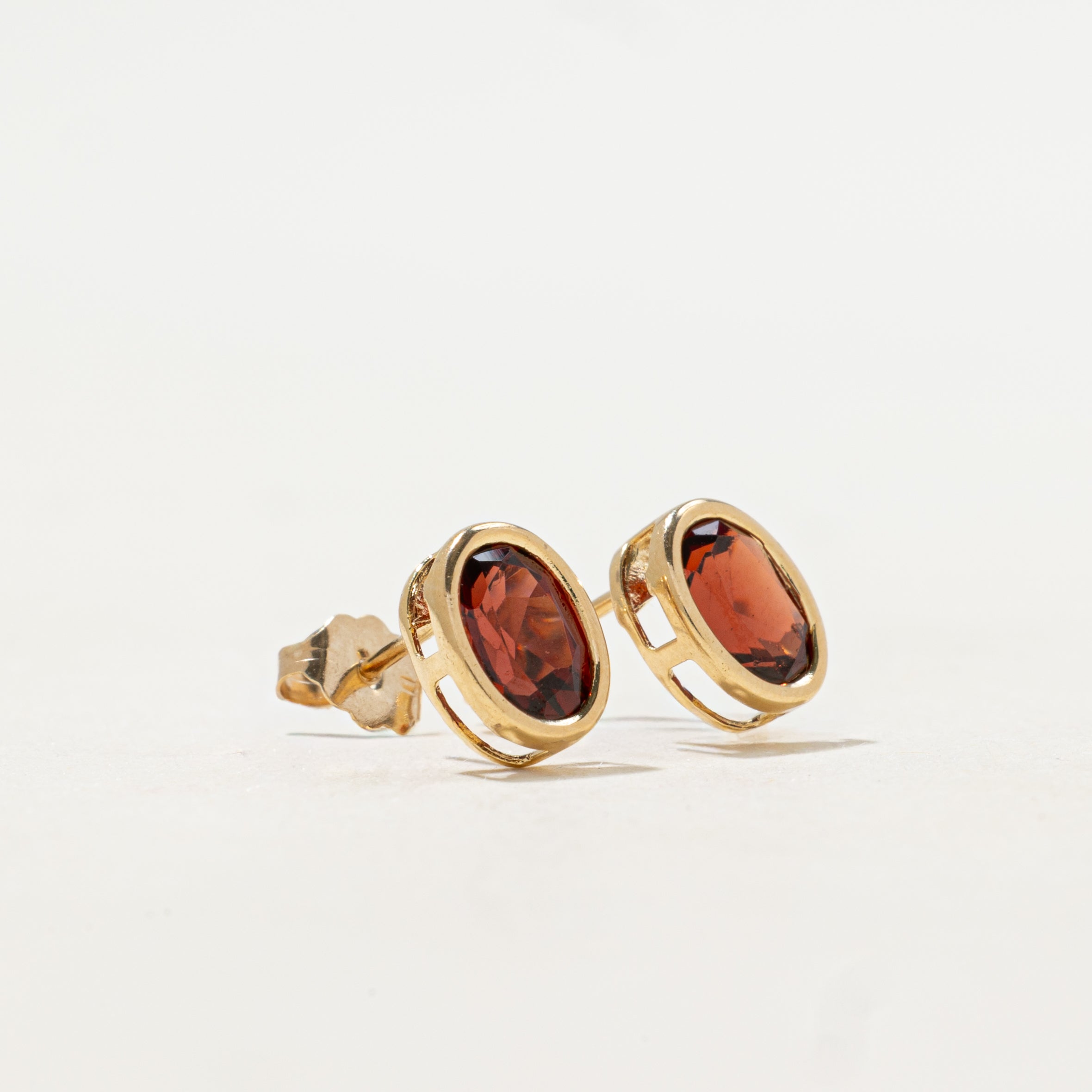 Bezel Set Garnet Stud Earrings | 1.40ctw