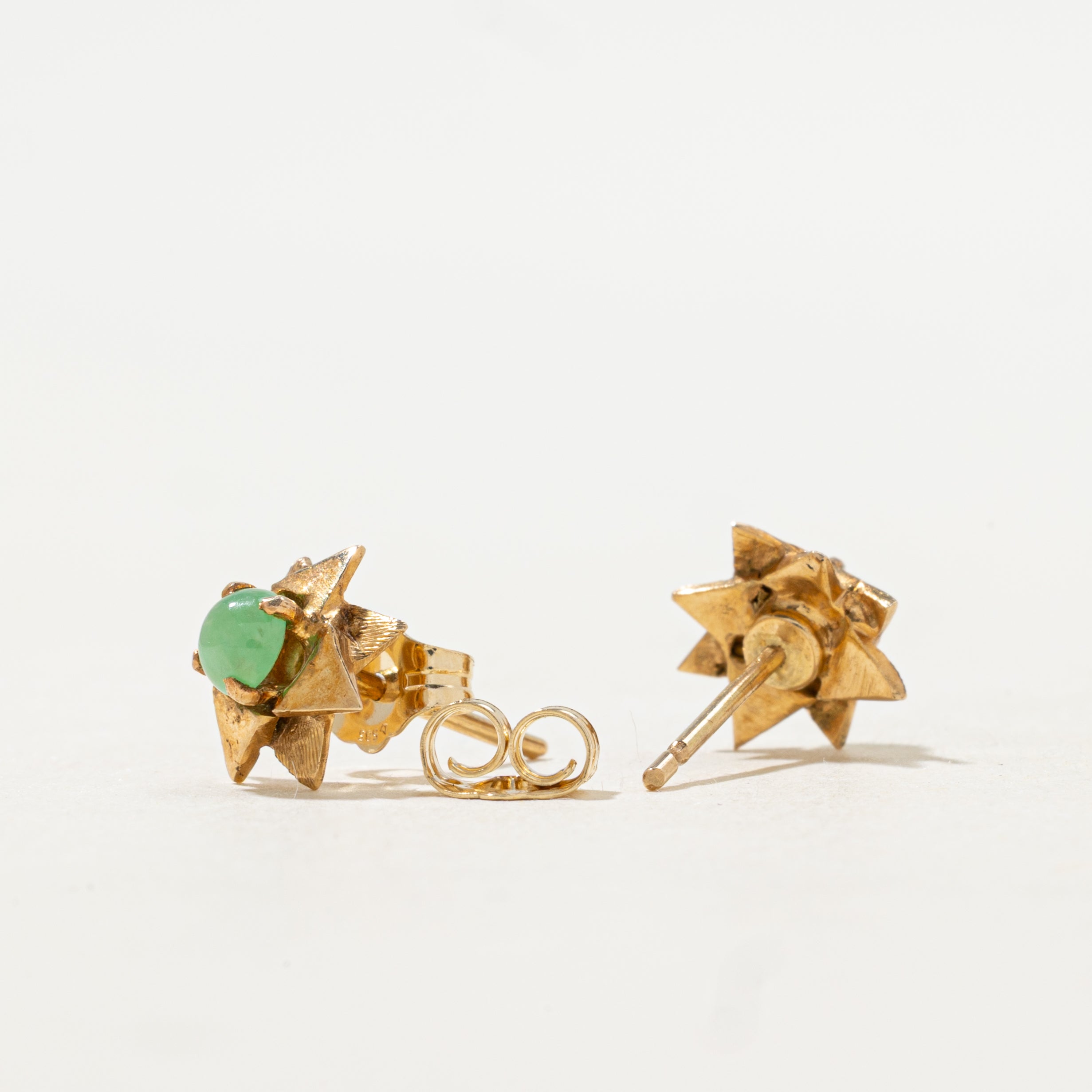 Cabochon Jadeite Star Stud Earrings | 0.48ctw
