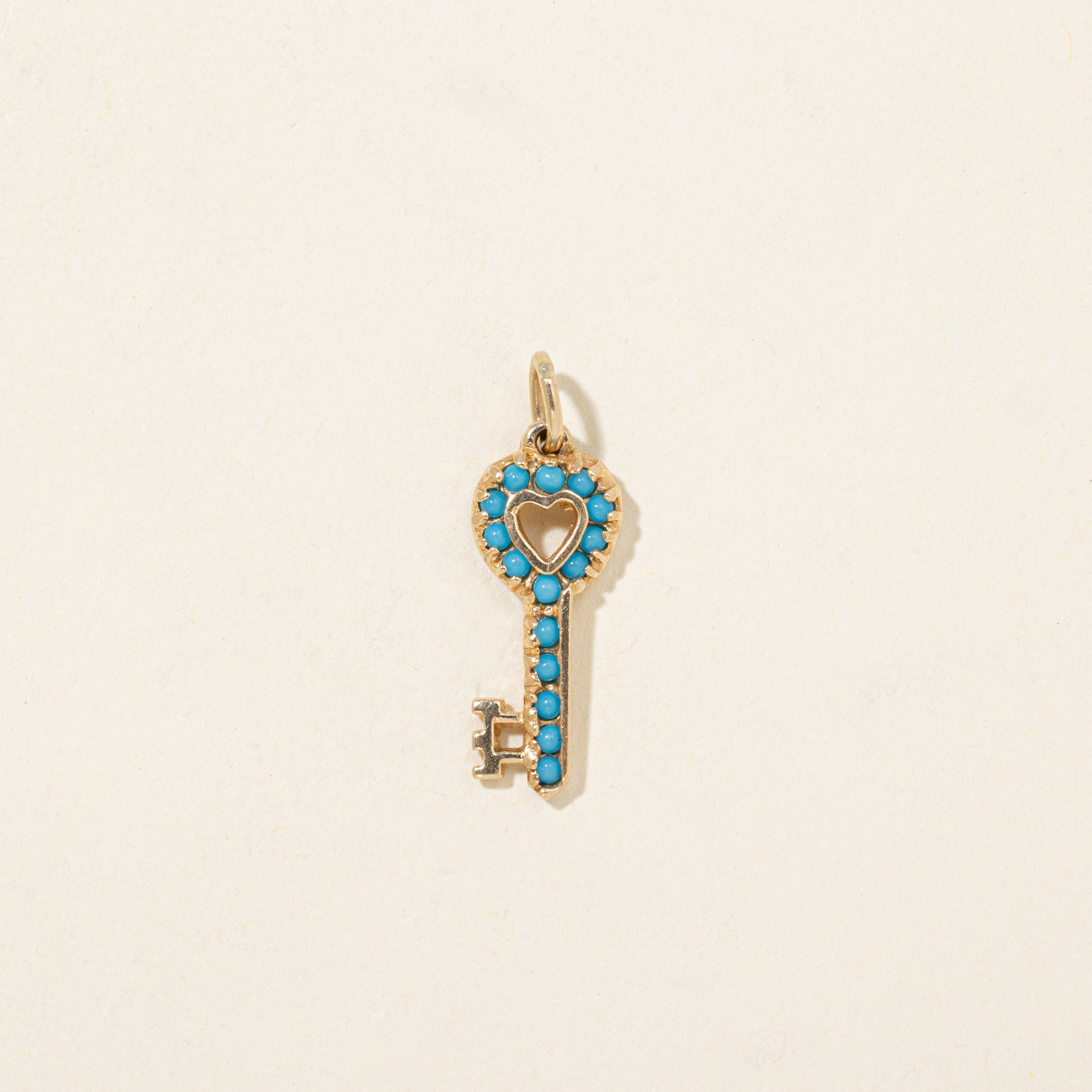 Imitation Turquoise Key Charm | 0.02ctw