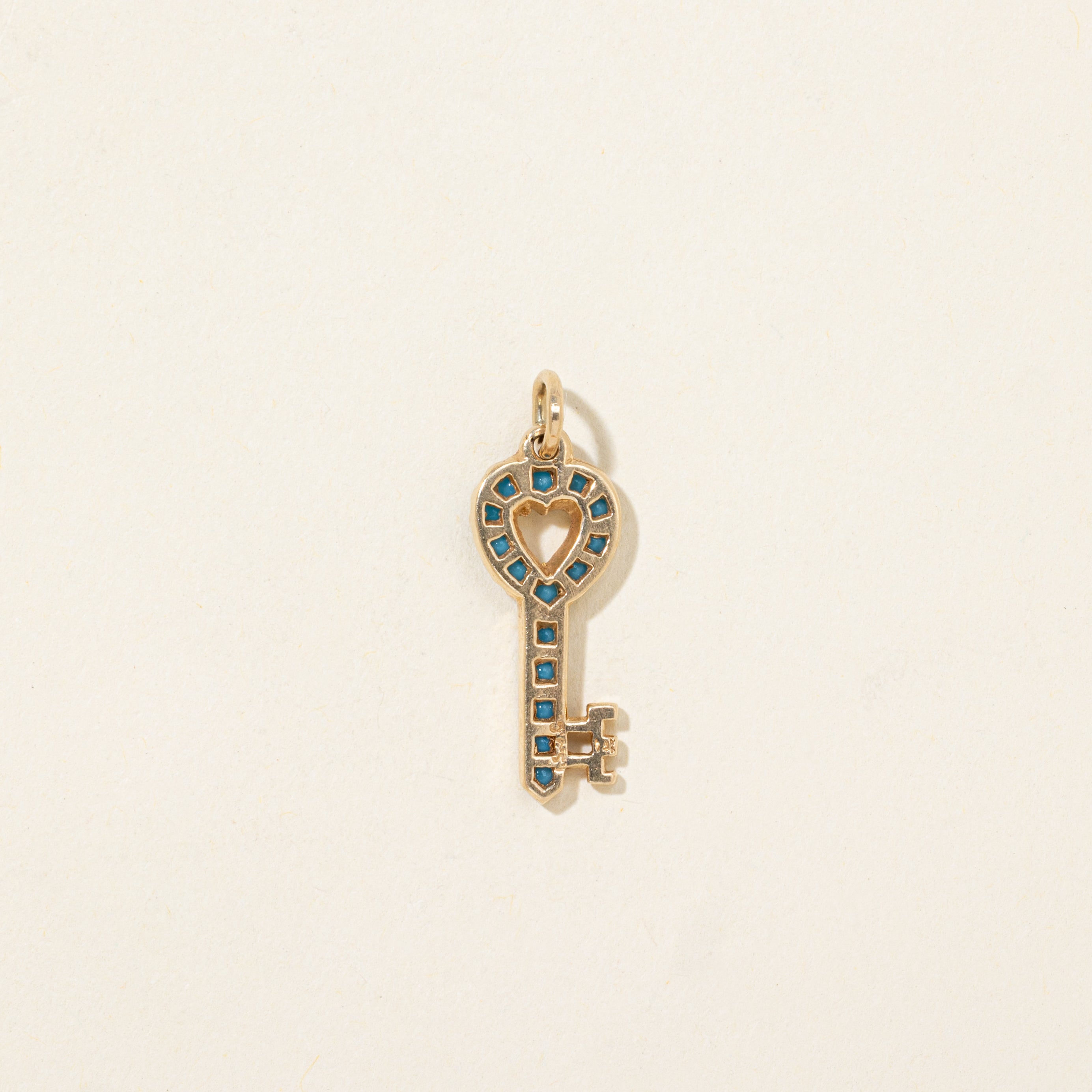 Imitation Turquoise Key Charm | 0.02ctw