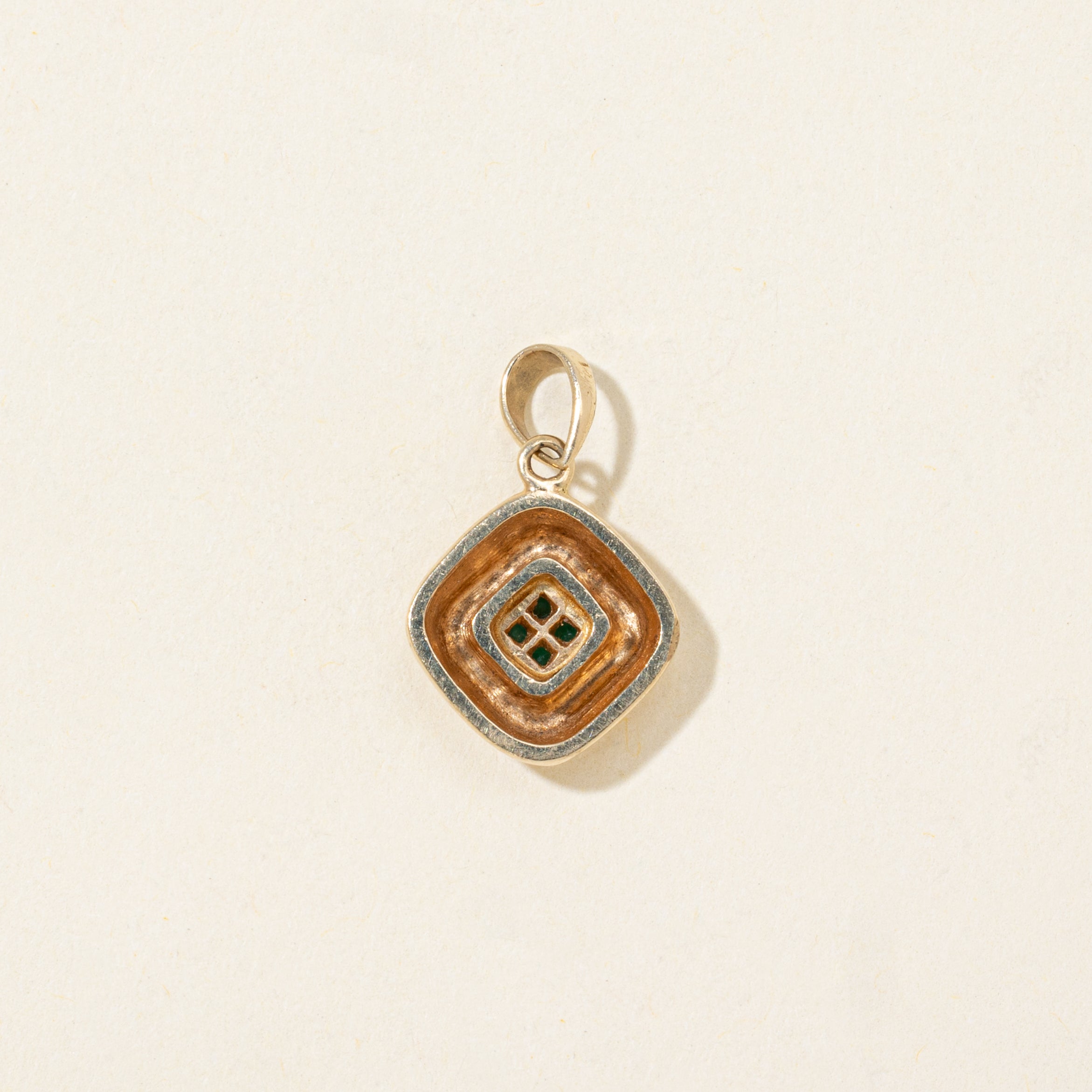 Four Stone Emerald Grooved Pendant | 0.04ctw