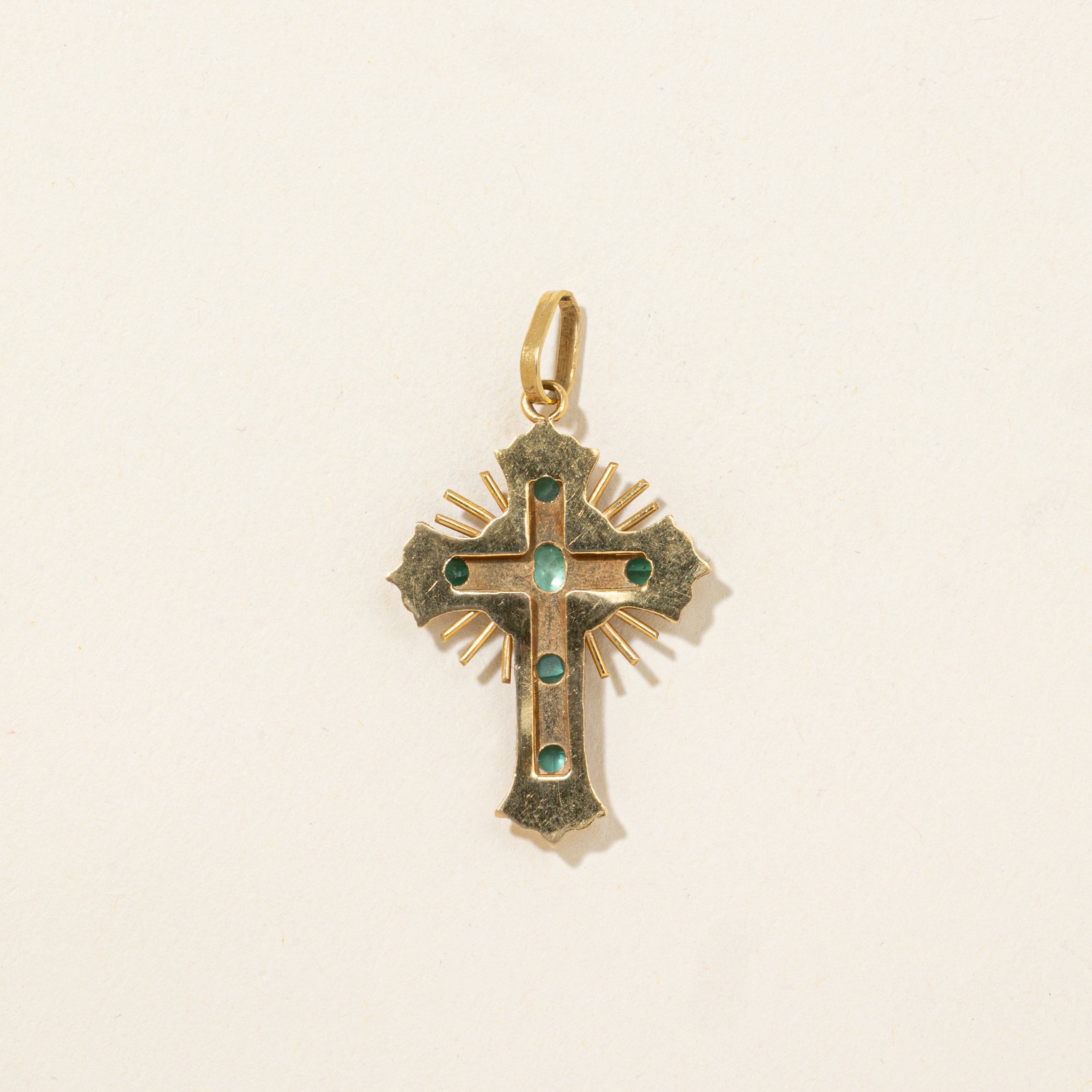 18k Emerald Cross Pendant | 0.44ctw