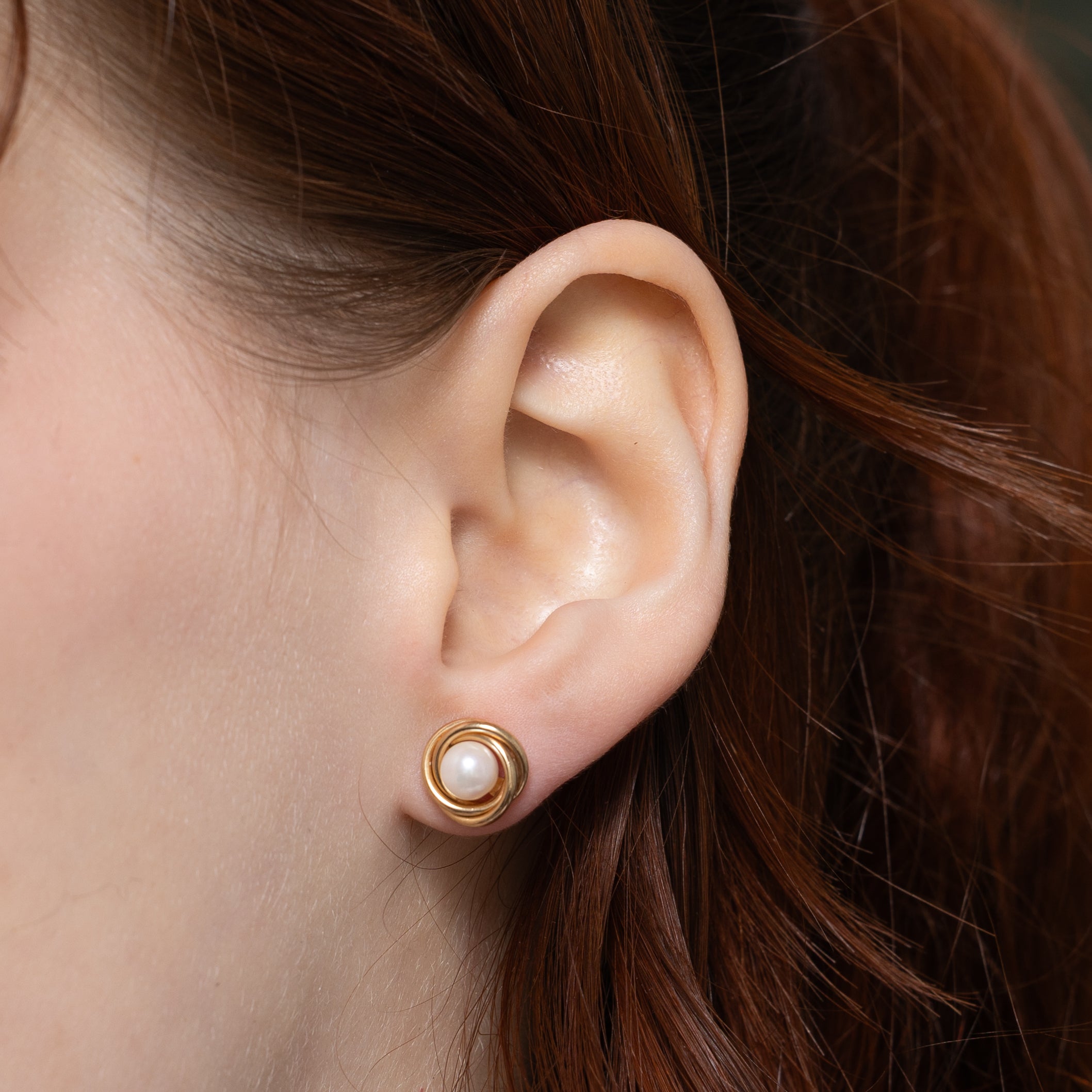 Pearl Knot Stud Earrings