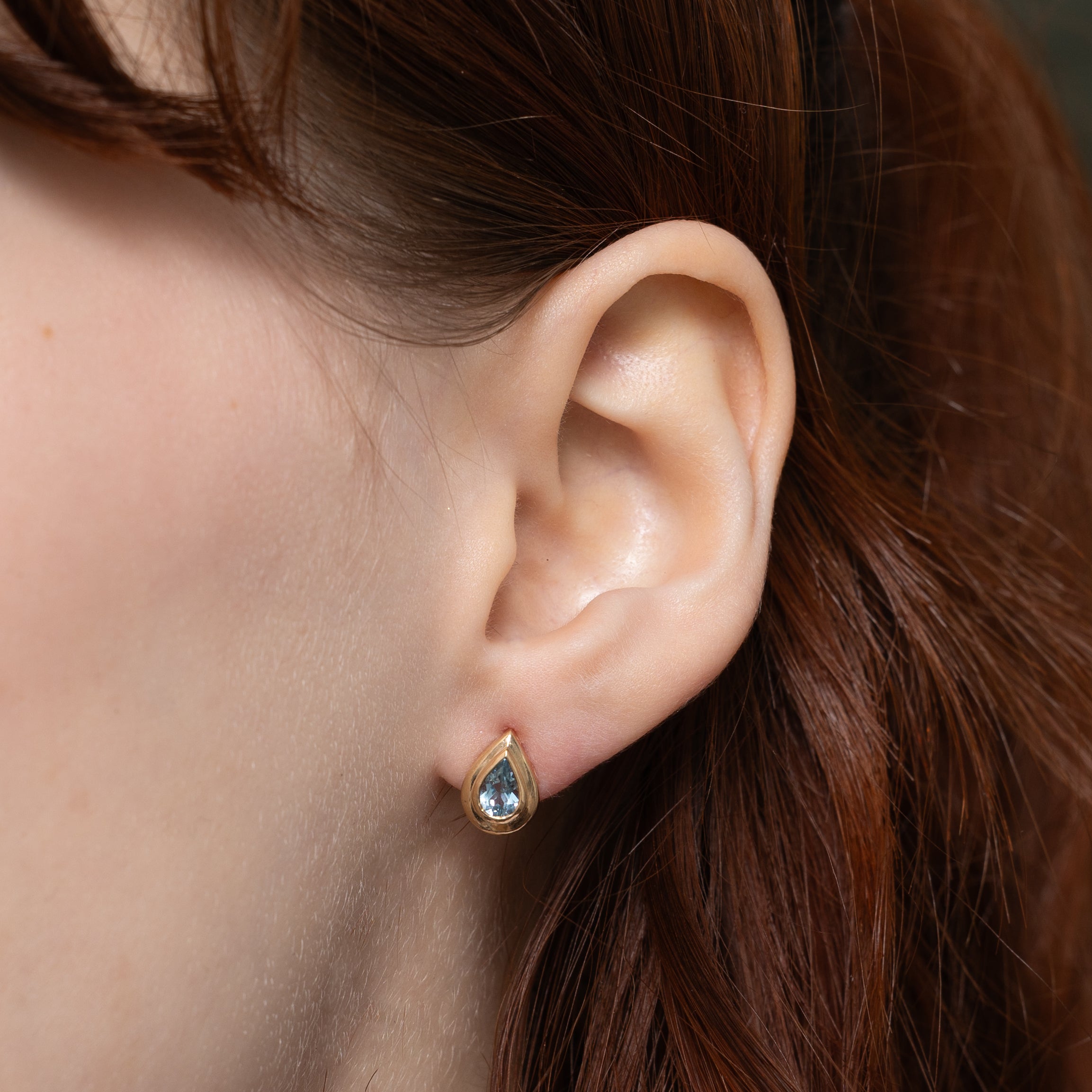 Pear Cut Blue Topaz Stud Earrings | 0.94ctw