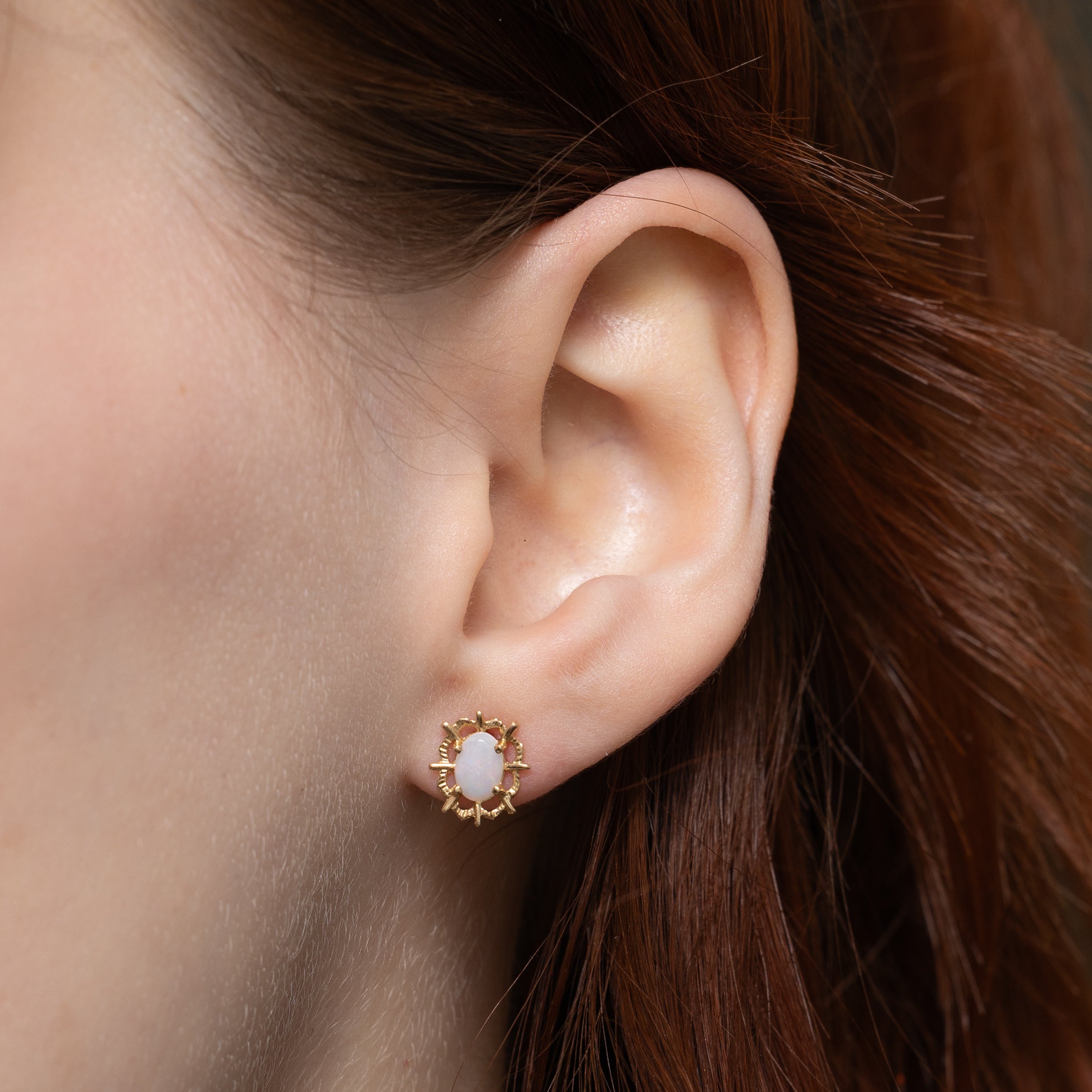 Cabochon Opal Openwork Stud Earrings | 0.44ctw