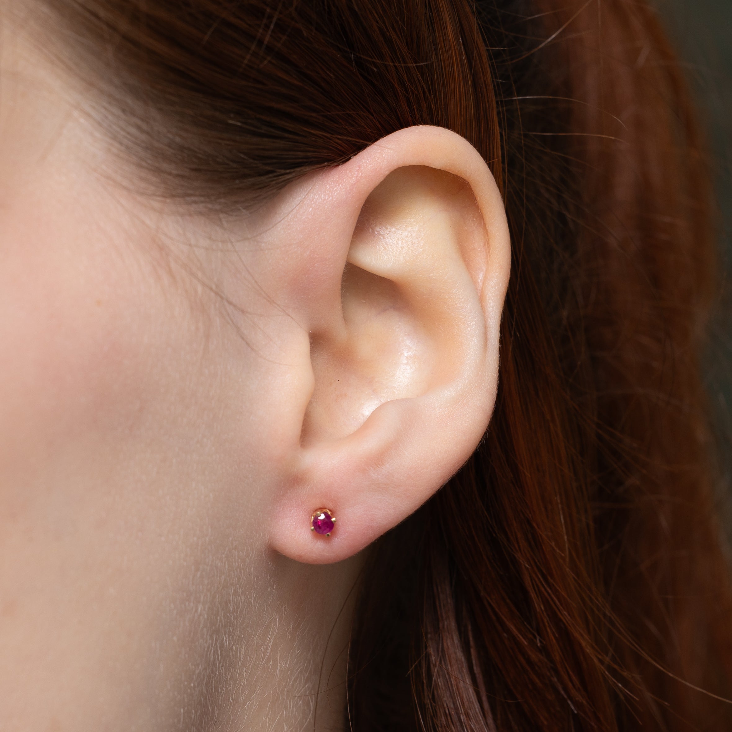 Synthetic Ruby Stud Earrings | 0.12ctw