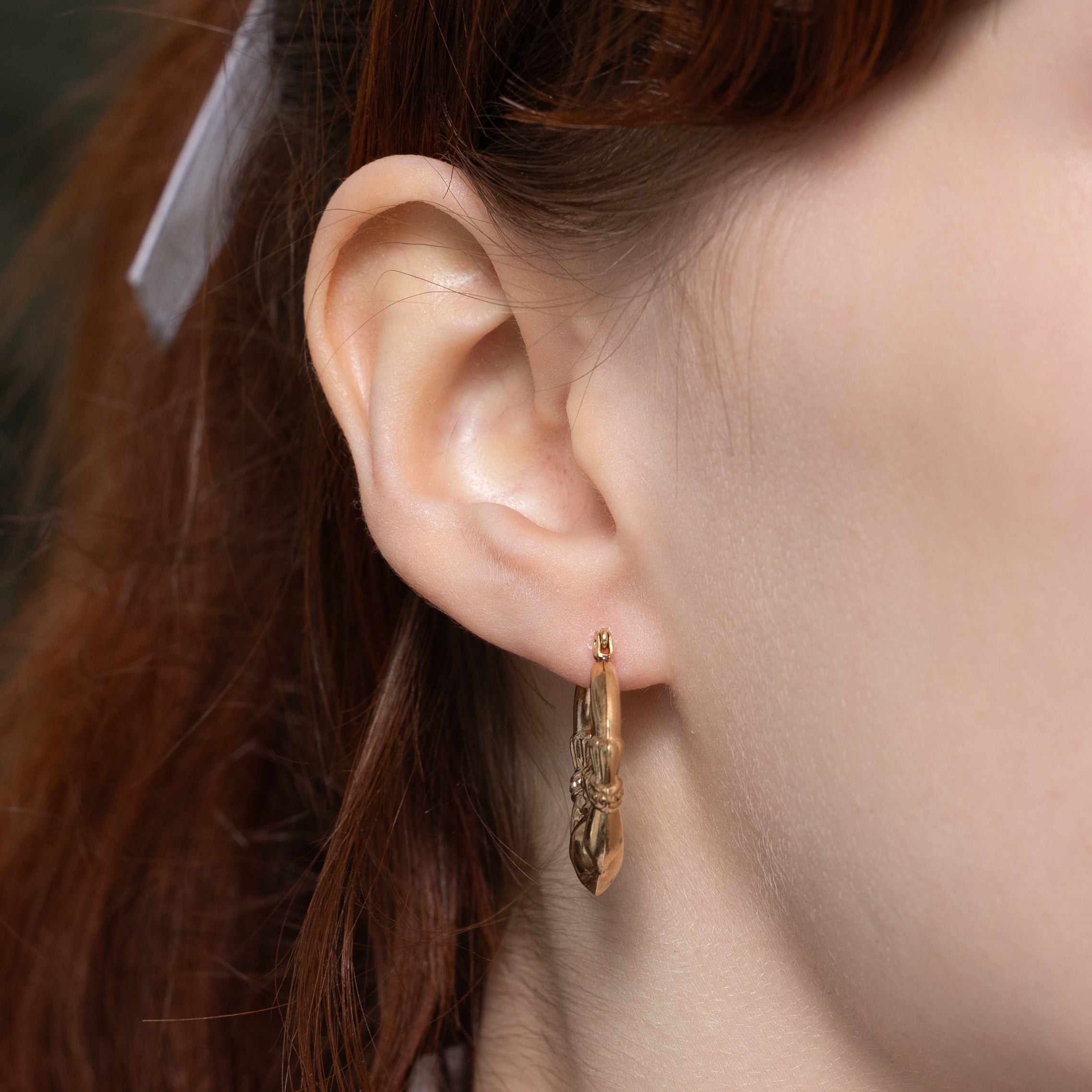 10k Yellow Gold Claddagh Hoop Earrings