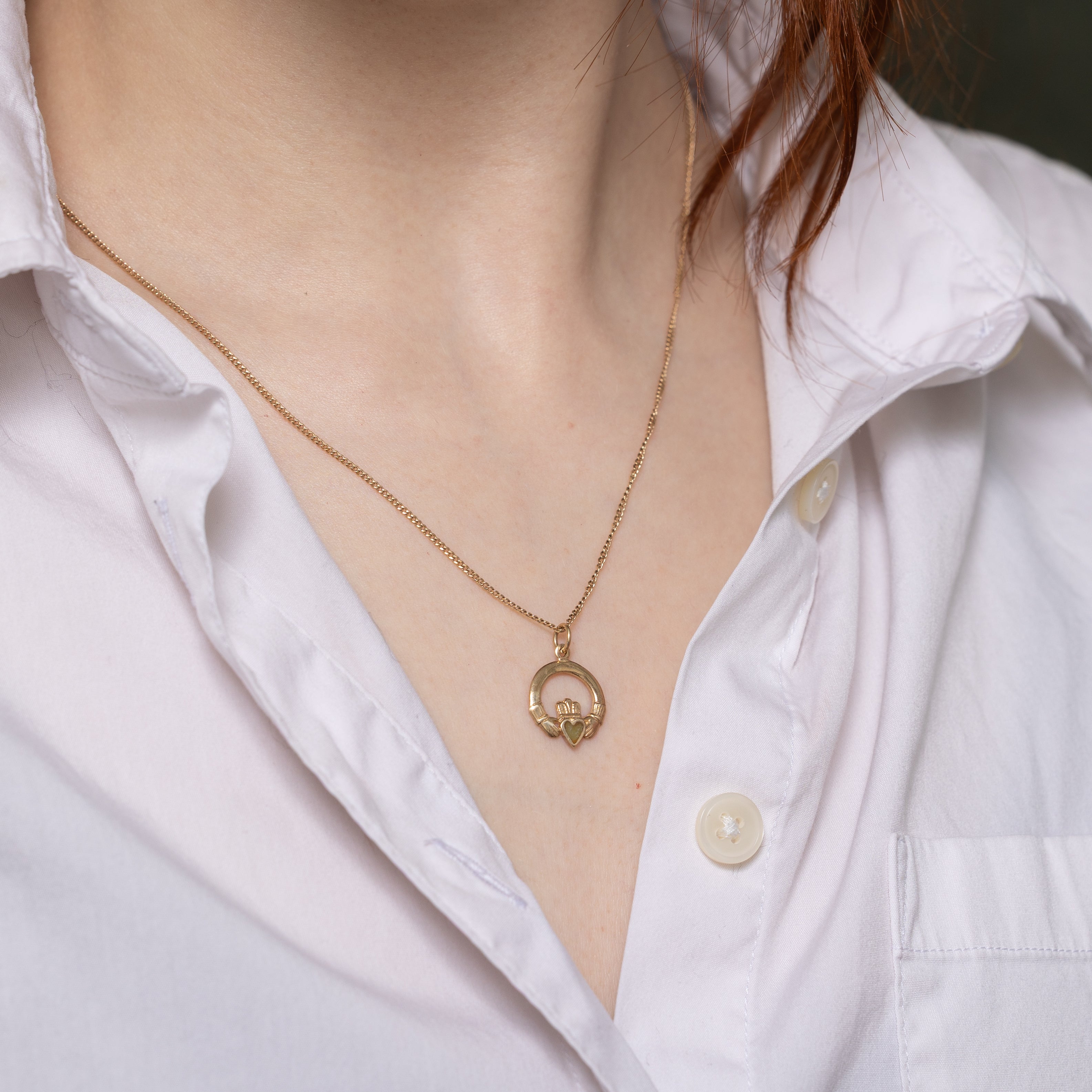 Heart Cut Agate Claddagh Charm | 0.015ct