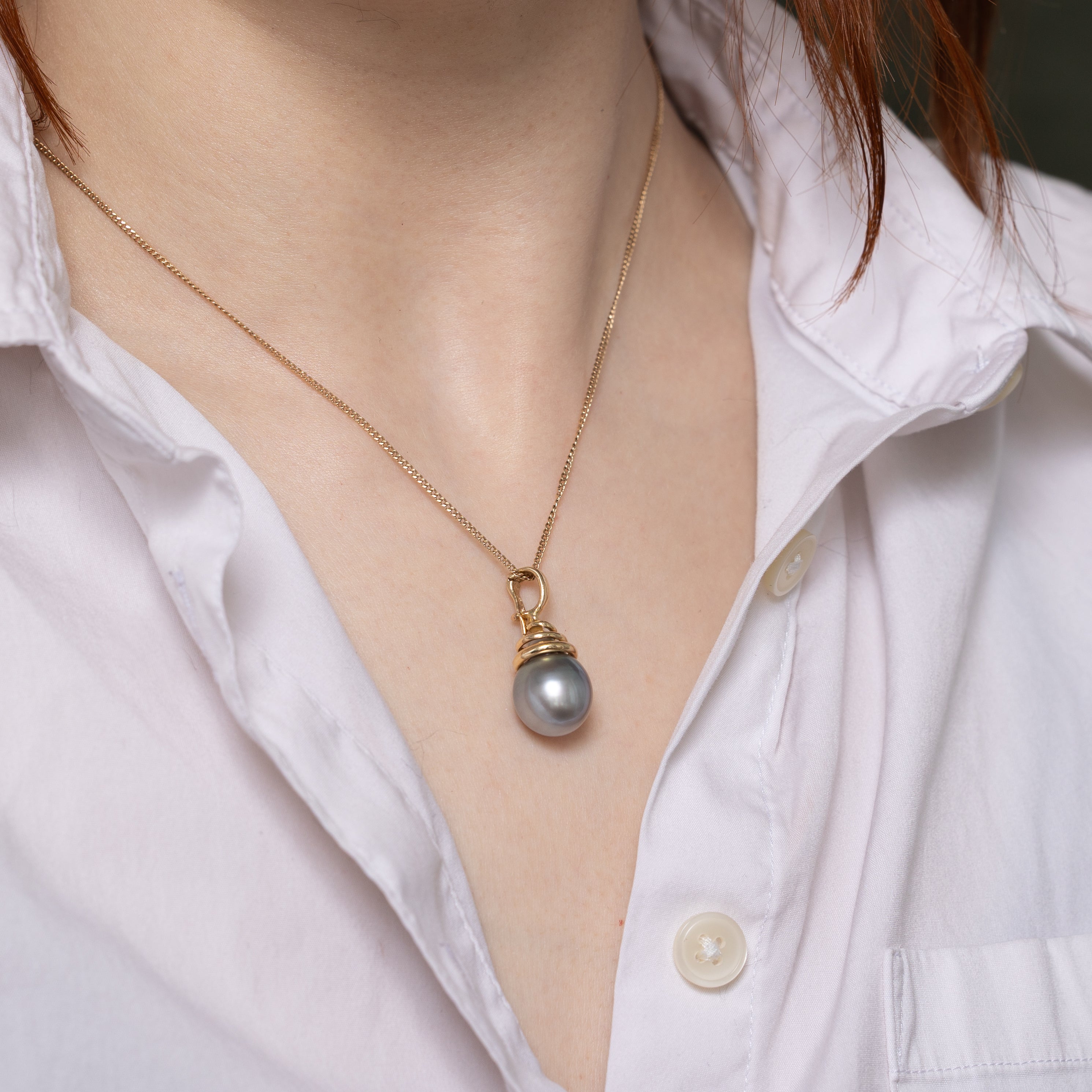 Grey Pearl Drop Pendant