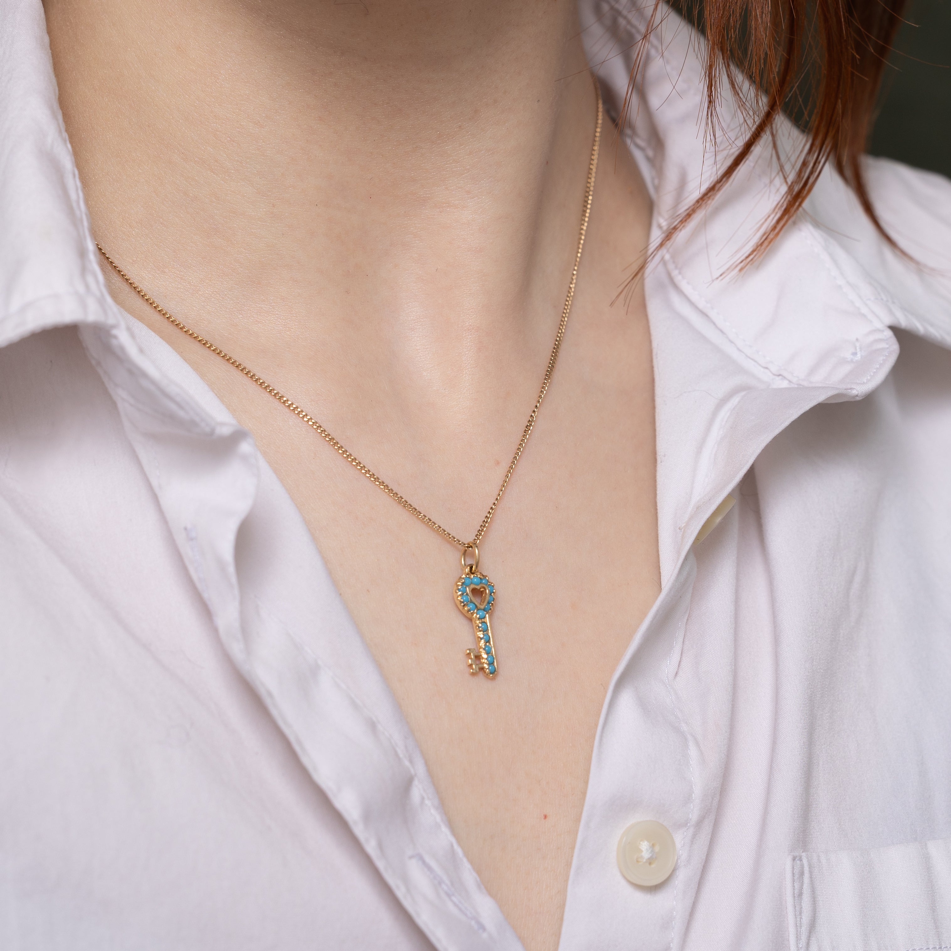 Imitation Turquoise Key Charm | 0.02ctw