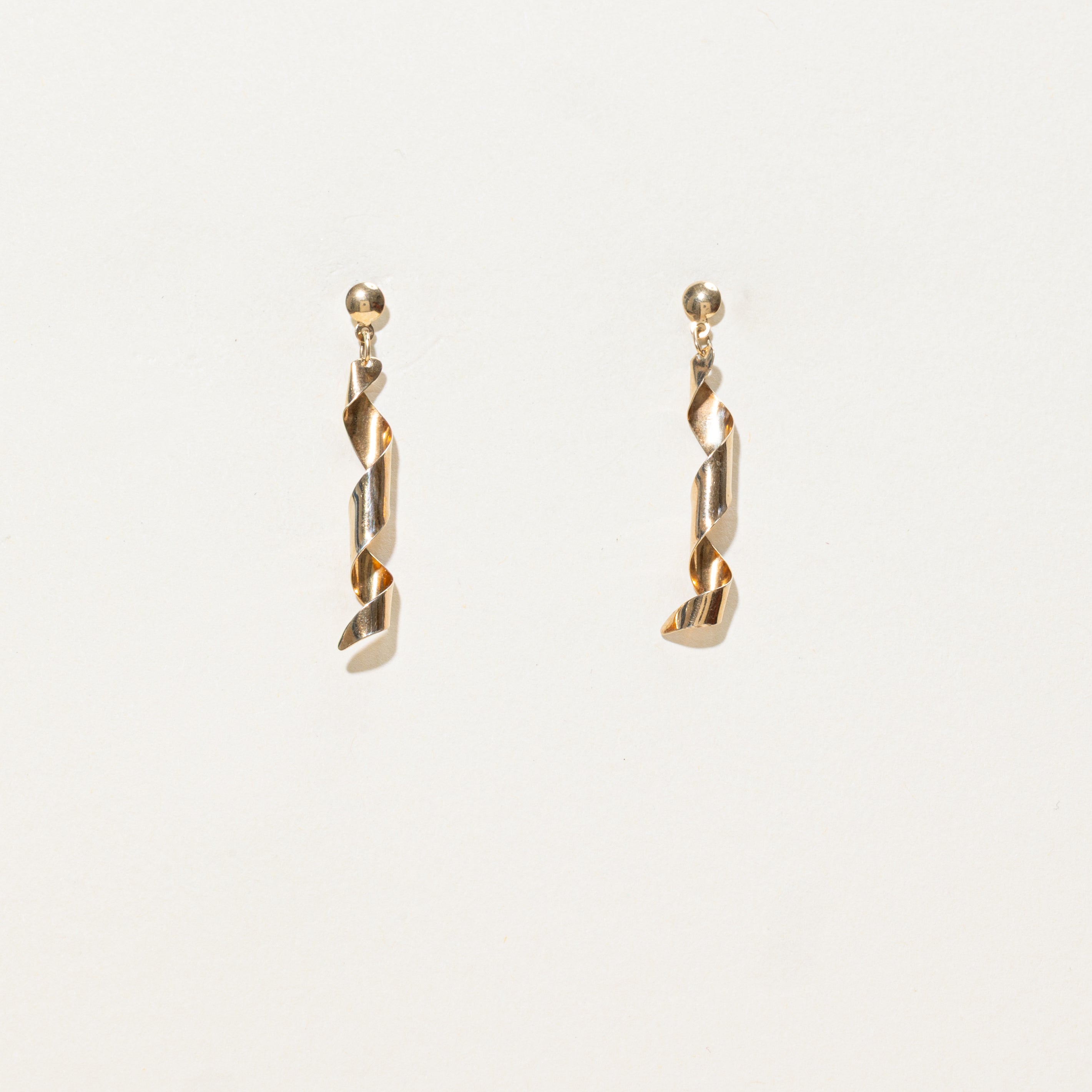Yellow Gold Spiral Drop Earrings