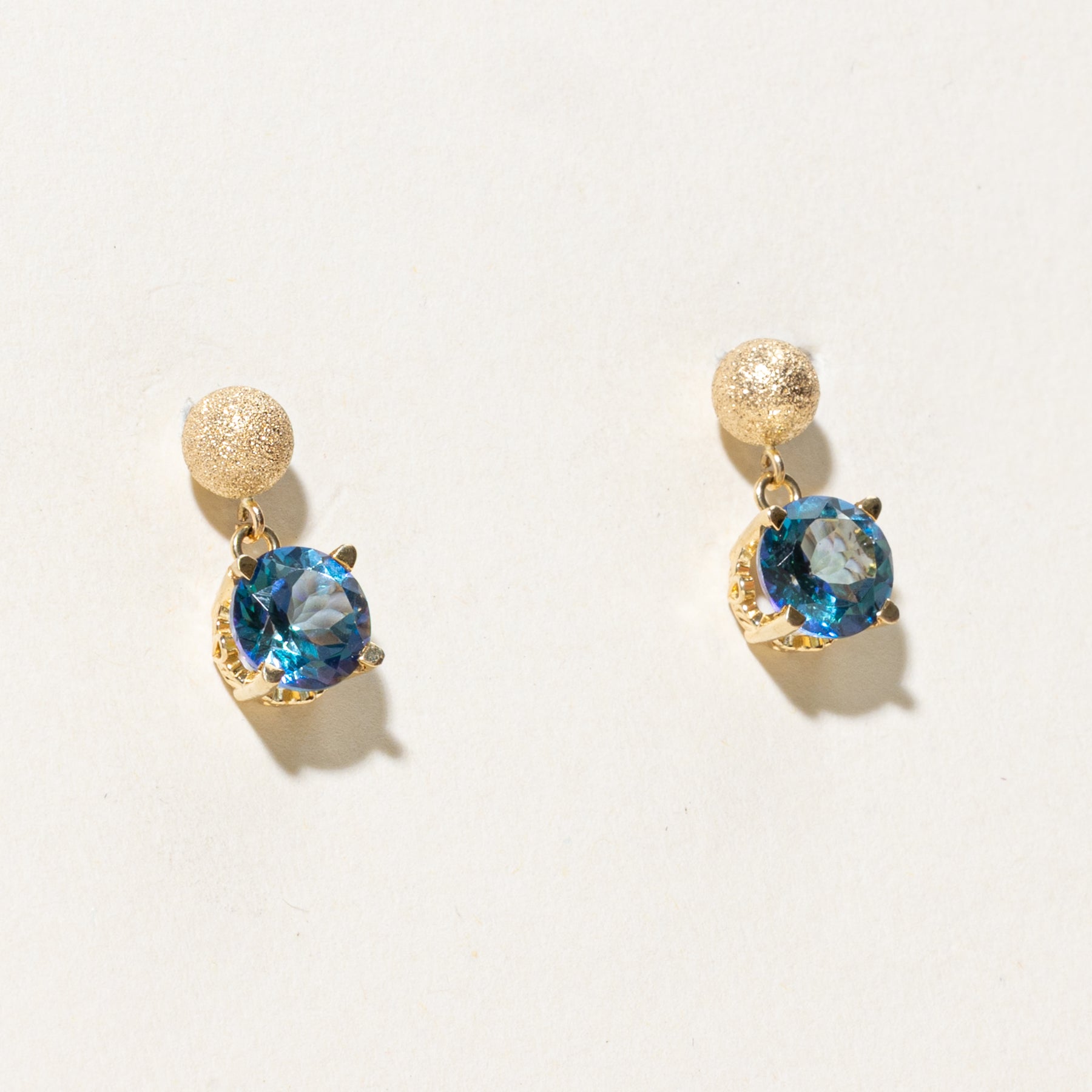 Boucles d'oreilles pendantes en topaze mystique | 4,20 ct