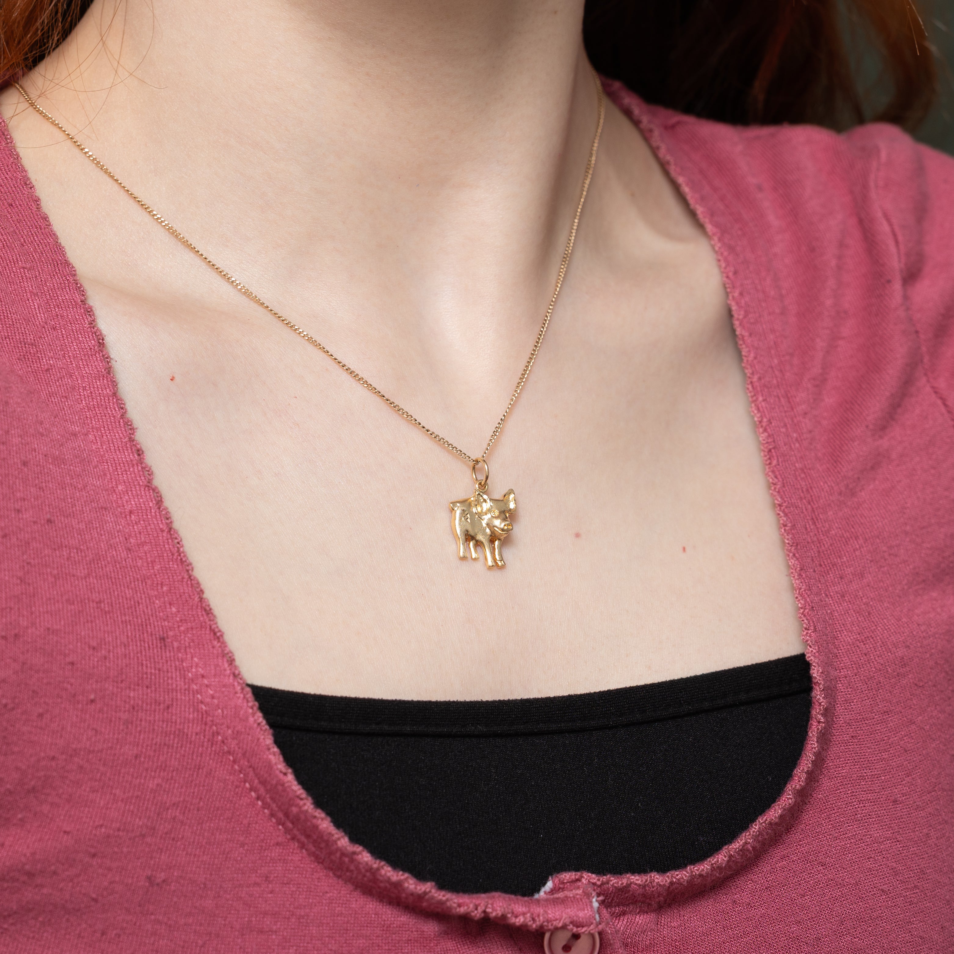 10k Yellow Gold Pig Charm