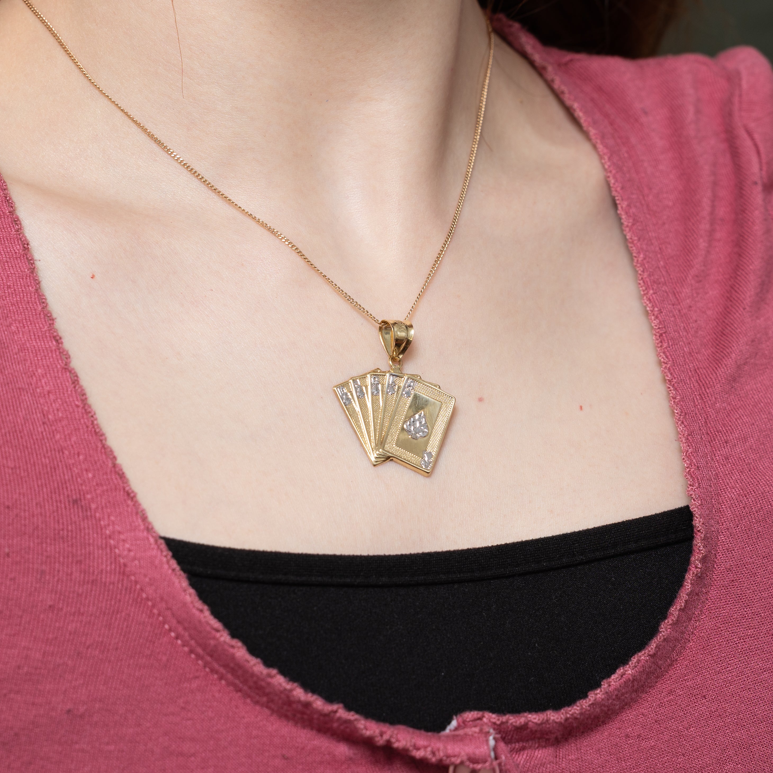 10k Yellow Gold Royal Flush Poker Charm