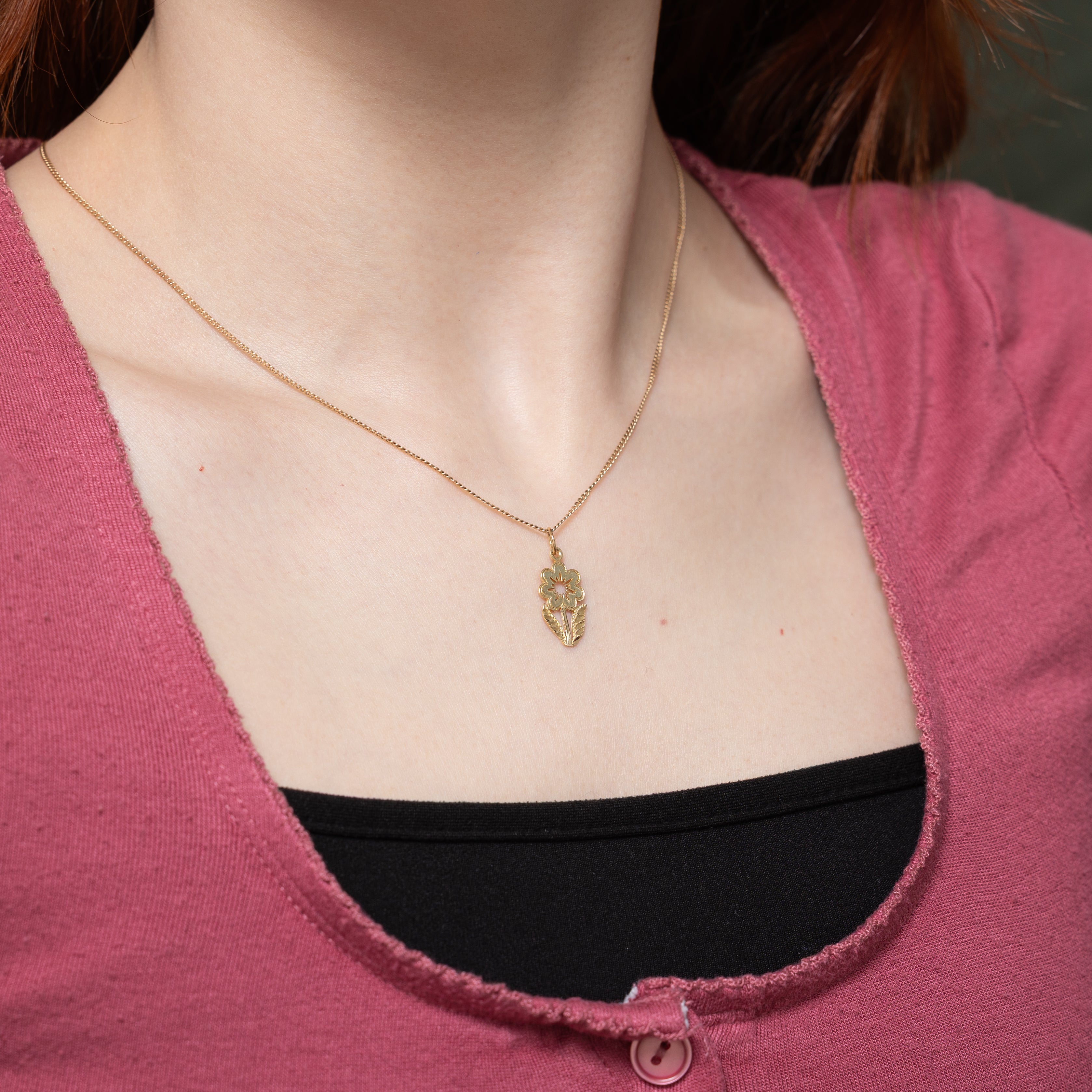 14k Yellow Gold Flower Charm