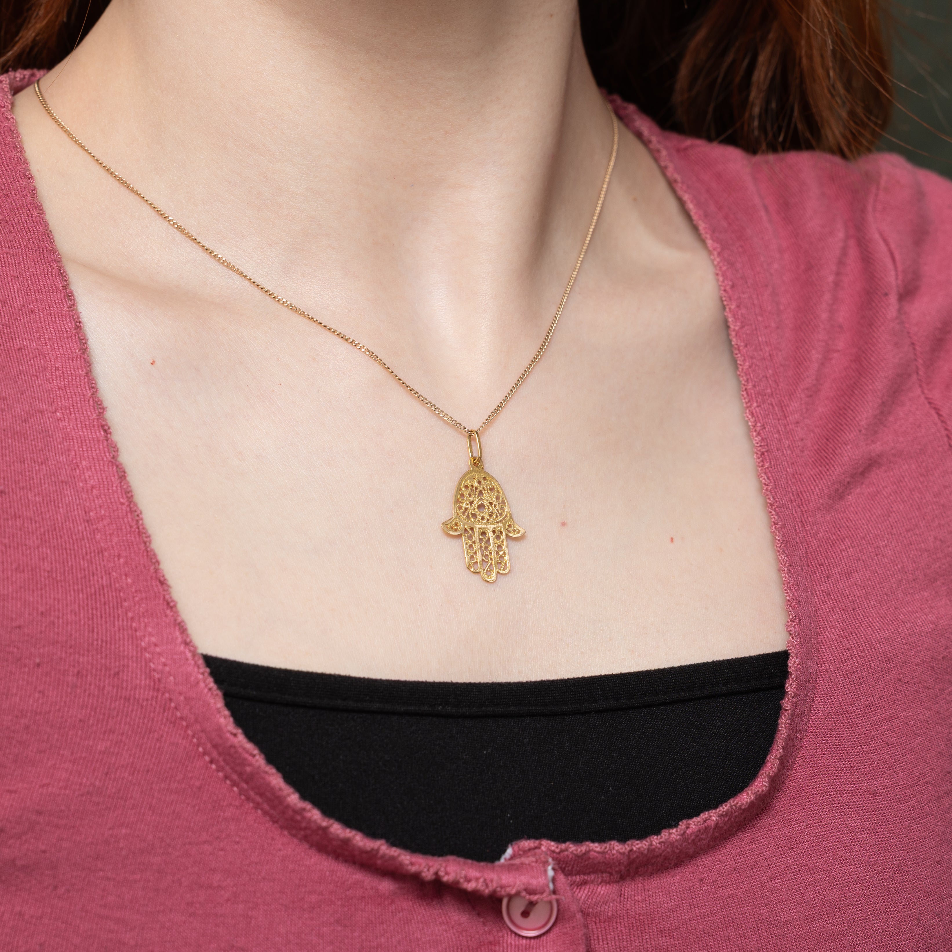 18k Yellow Gold Hamsa Charm