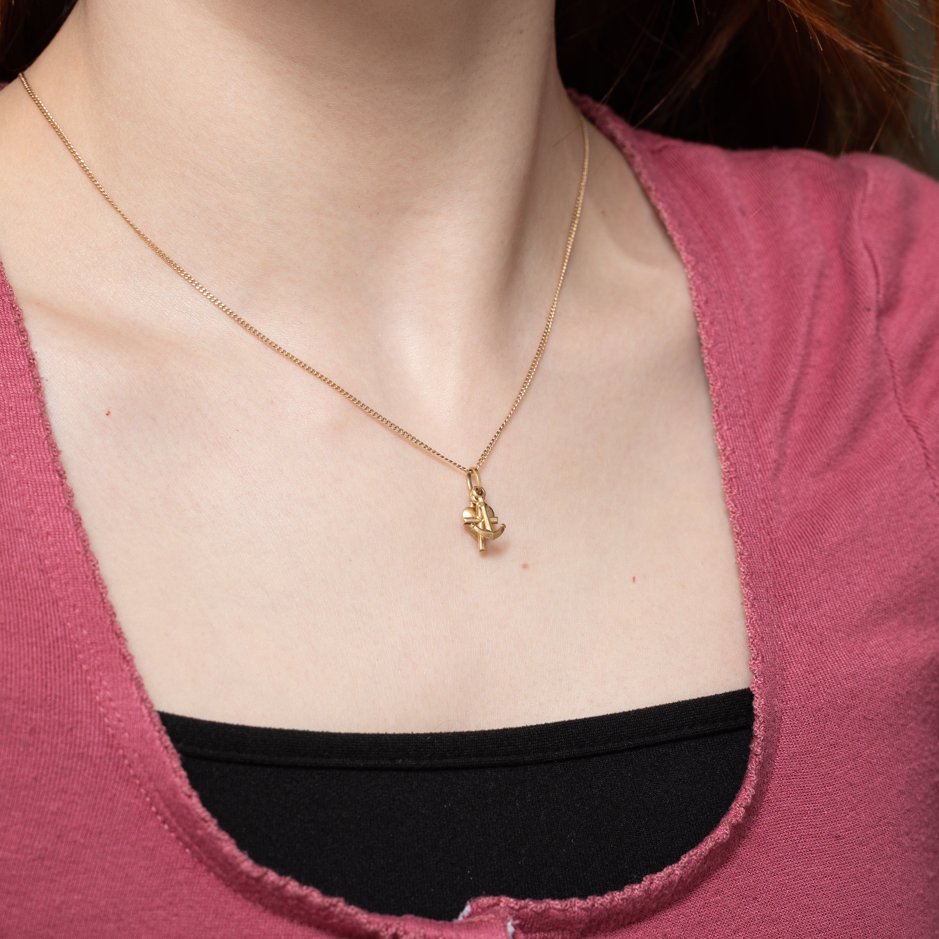 18k Yellow Gold "Love, Faith, and Hope" Charm