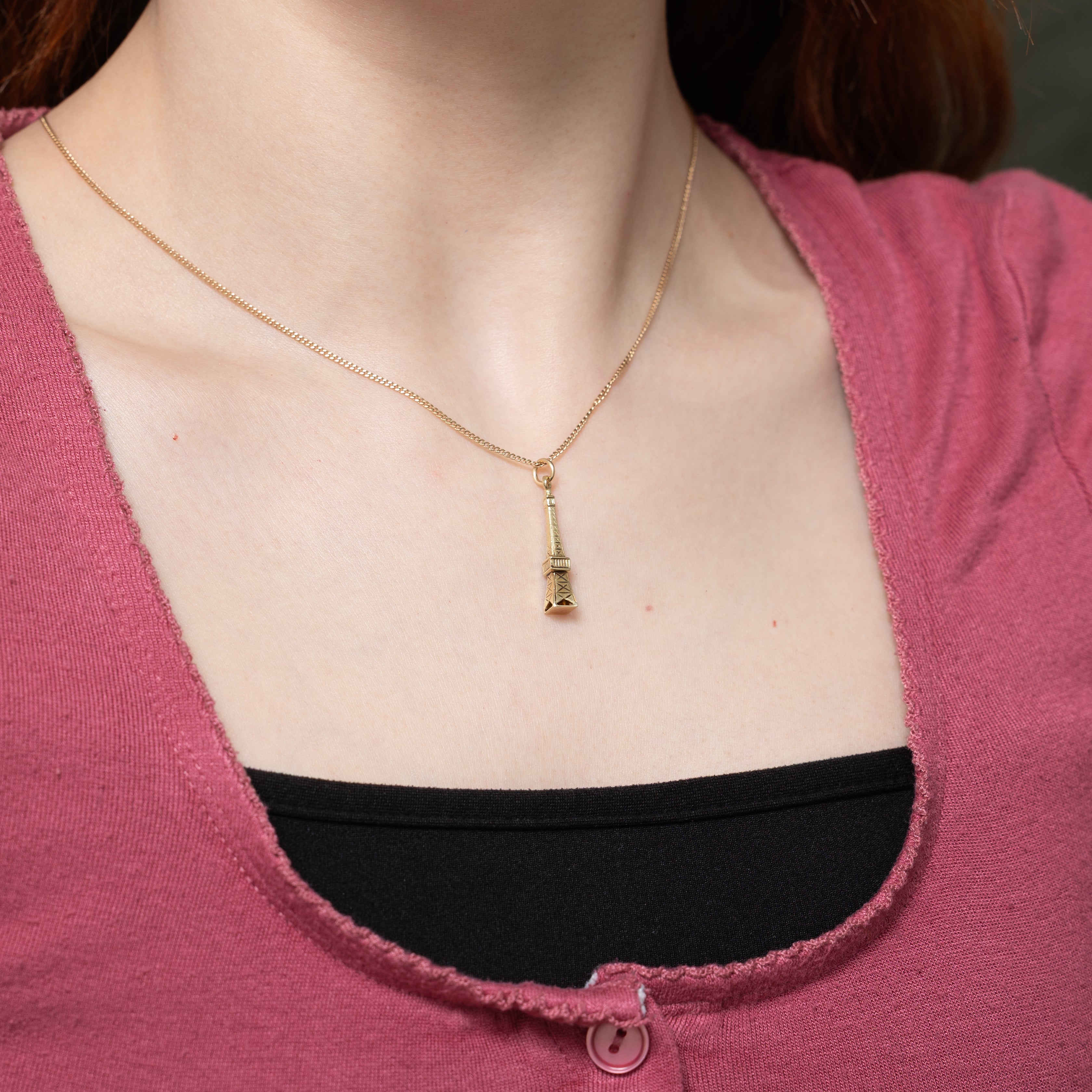 14k Yellow Gold Tower Charm