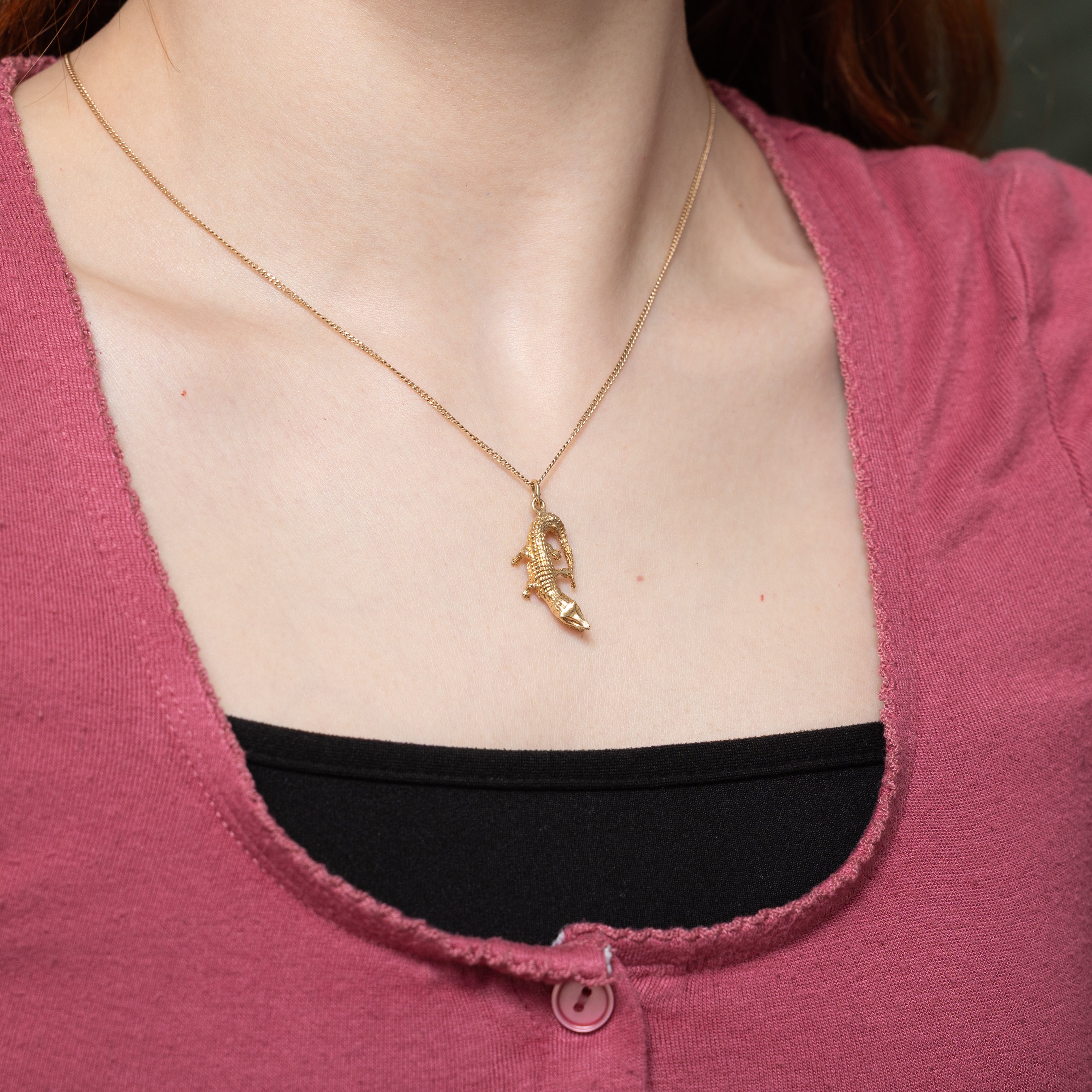 14k Yellow Gold Crocodile Charm