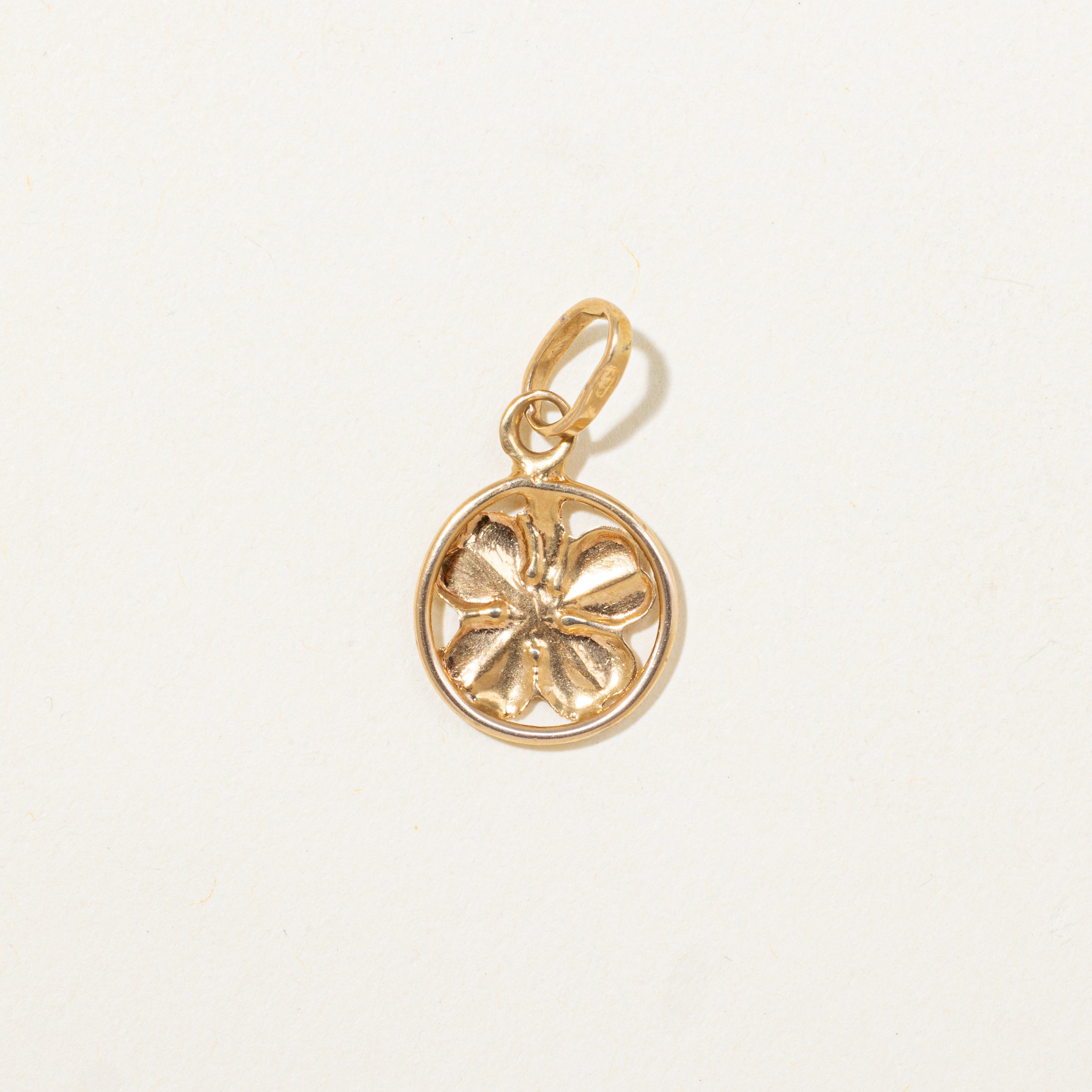 18k Yellow Gold Four Leaf Clover Charm
