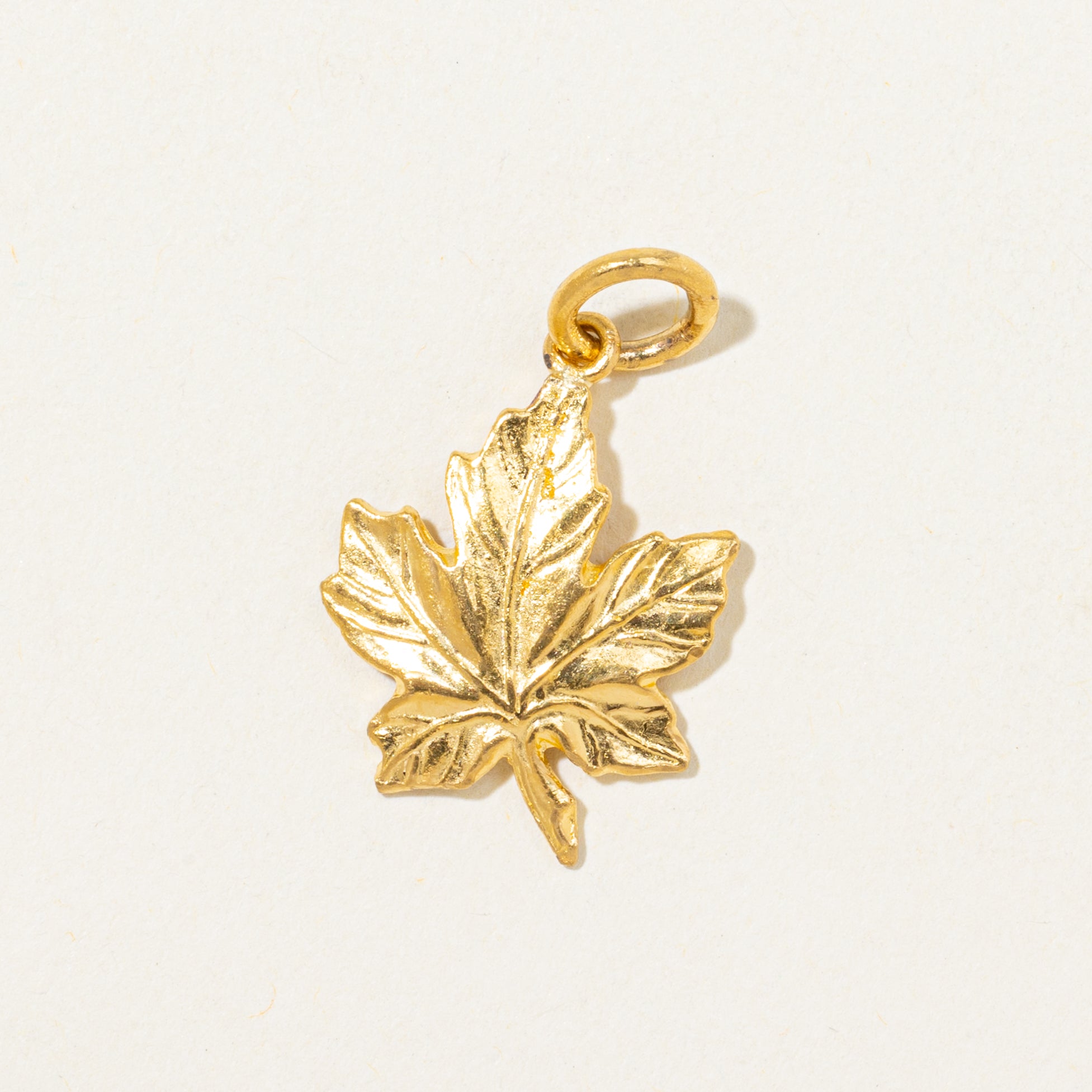 24k Yellow Gold Maple Leaf Charm