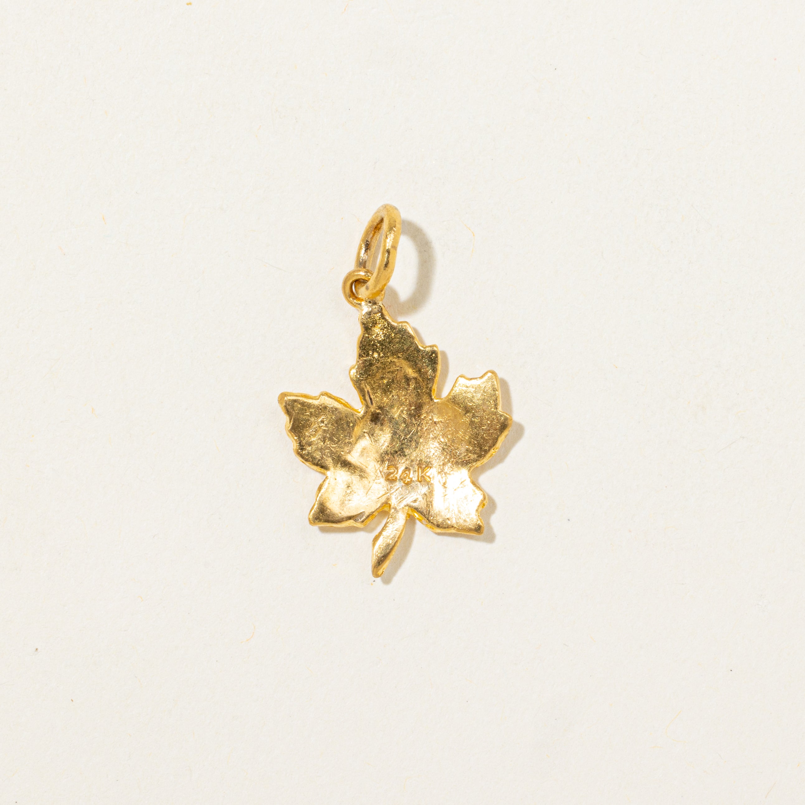 24k Yellow Gold Maple Leaf Charm