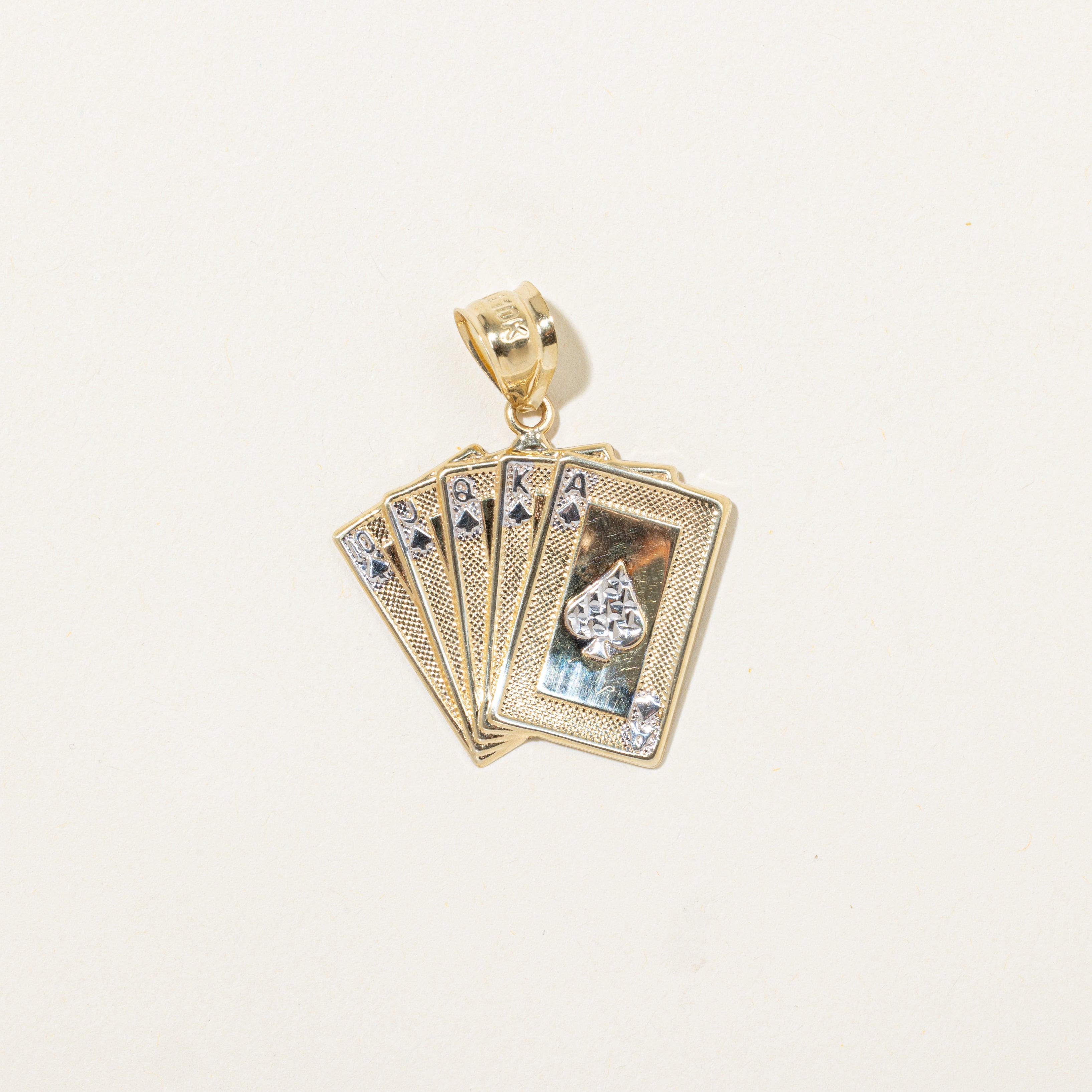 10k Yellow Gold Royal Flush Poker Charm
