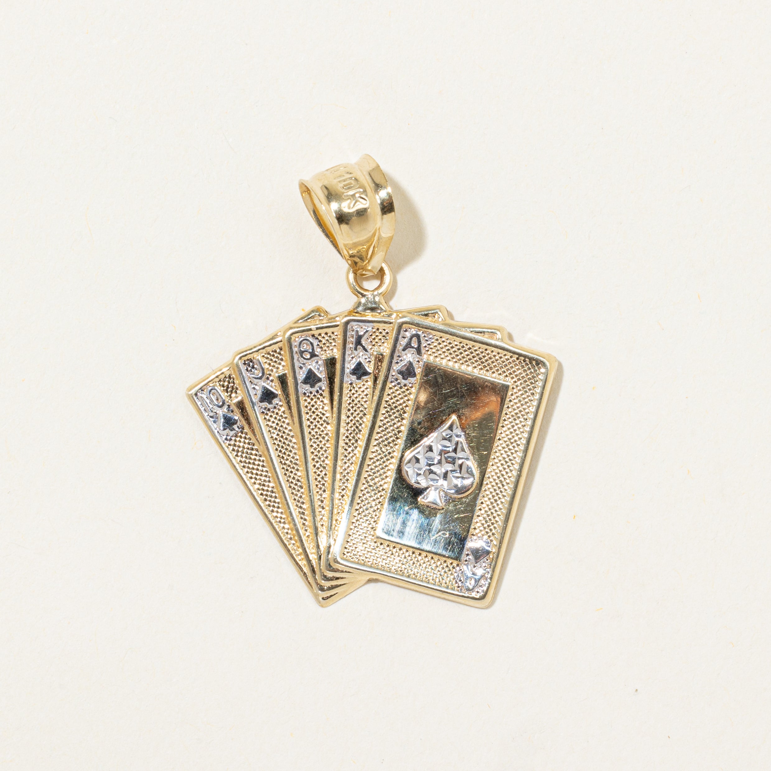 Breloque poker Quinte Flush Royale en or jaune 10 carats