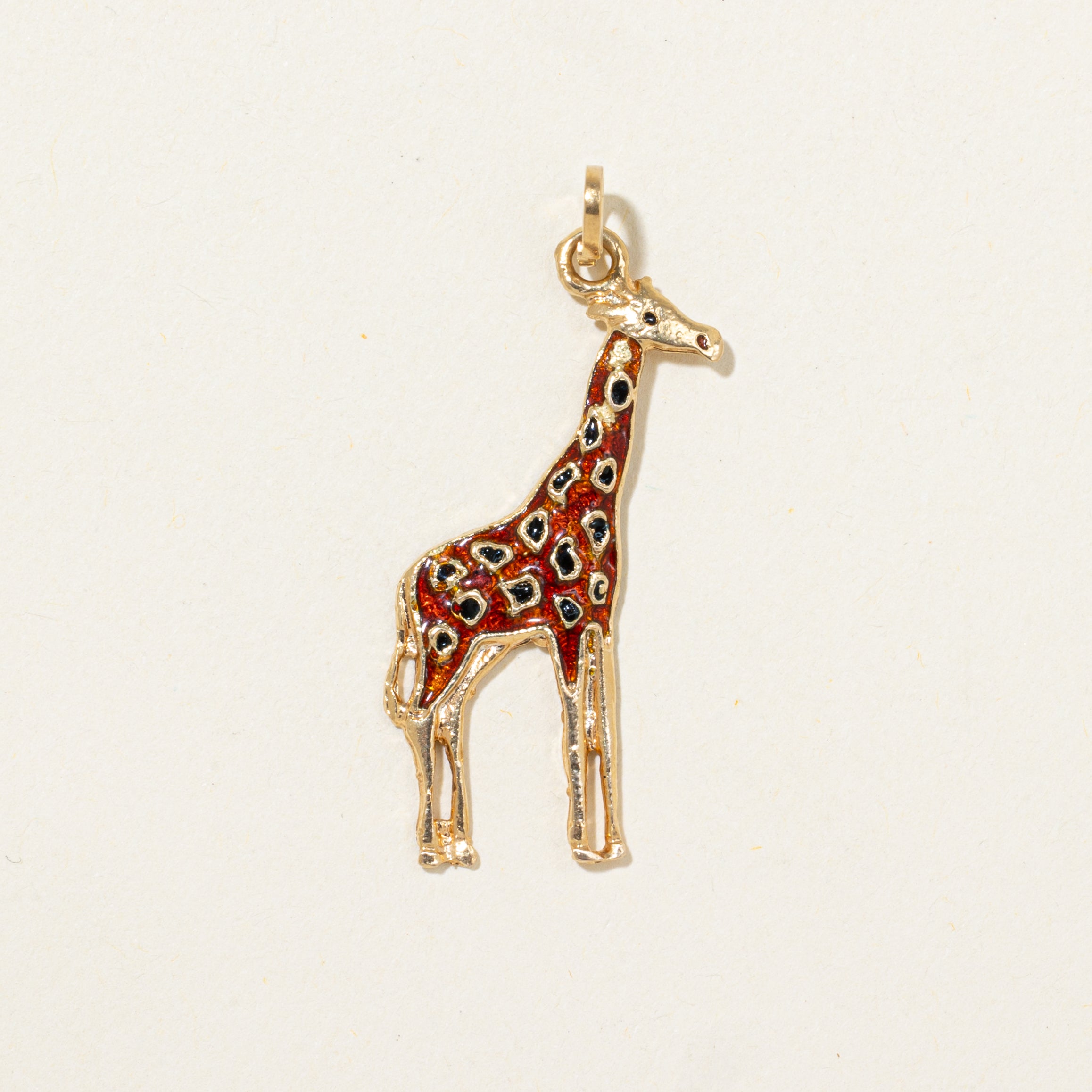 10k Yellow Gold Giraffe Enamel Charm