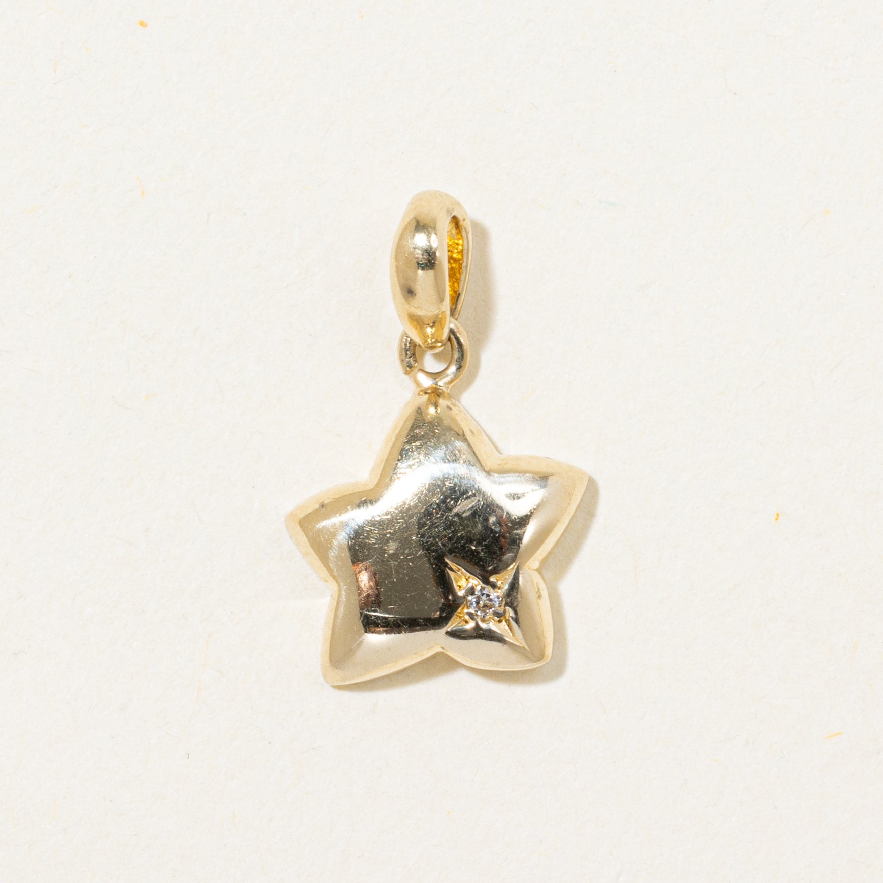 14k Yellow Gold Diamond Star Charm