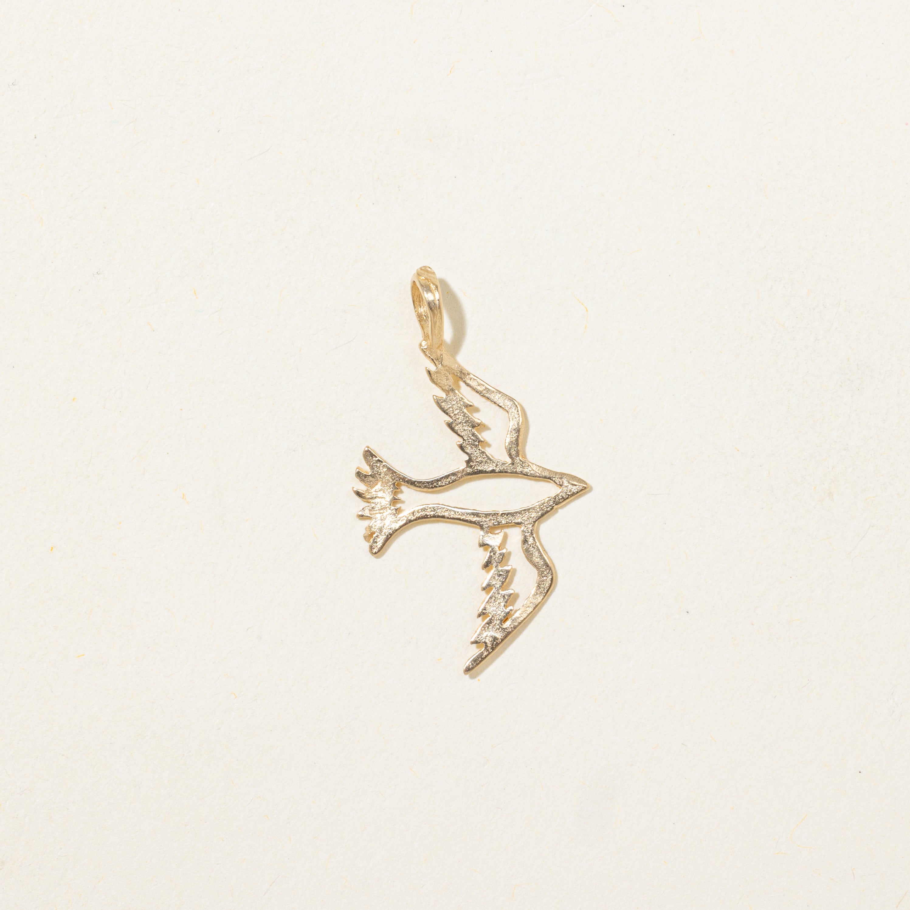 14k Yellow Gold Textured Bird Pendant