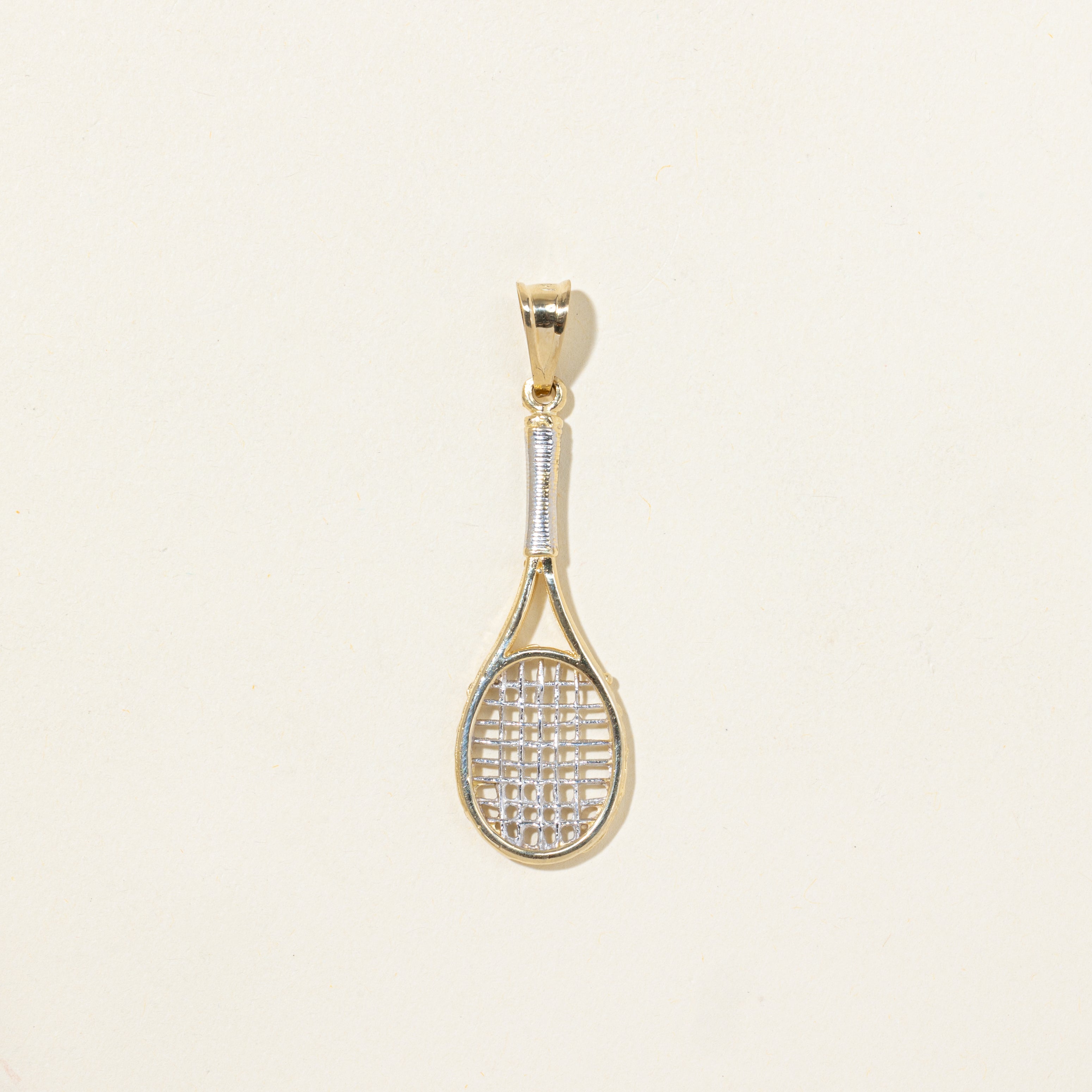 14k Yellow Gold Tennis Racket Pendant