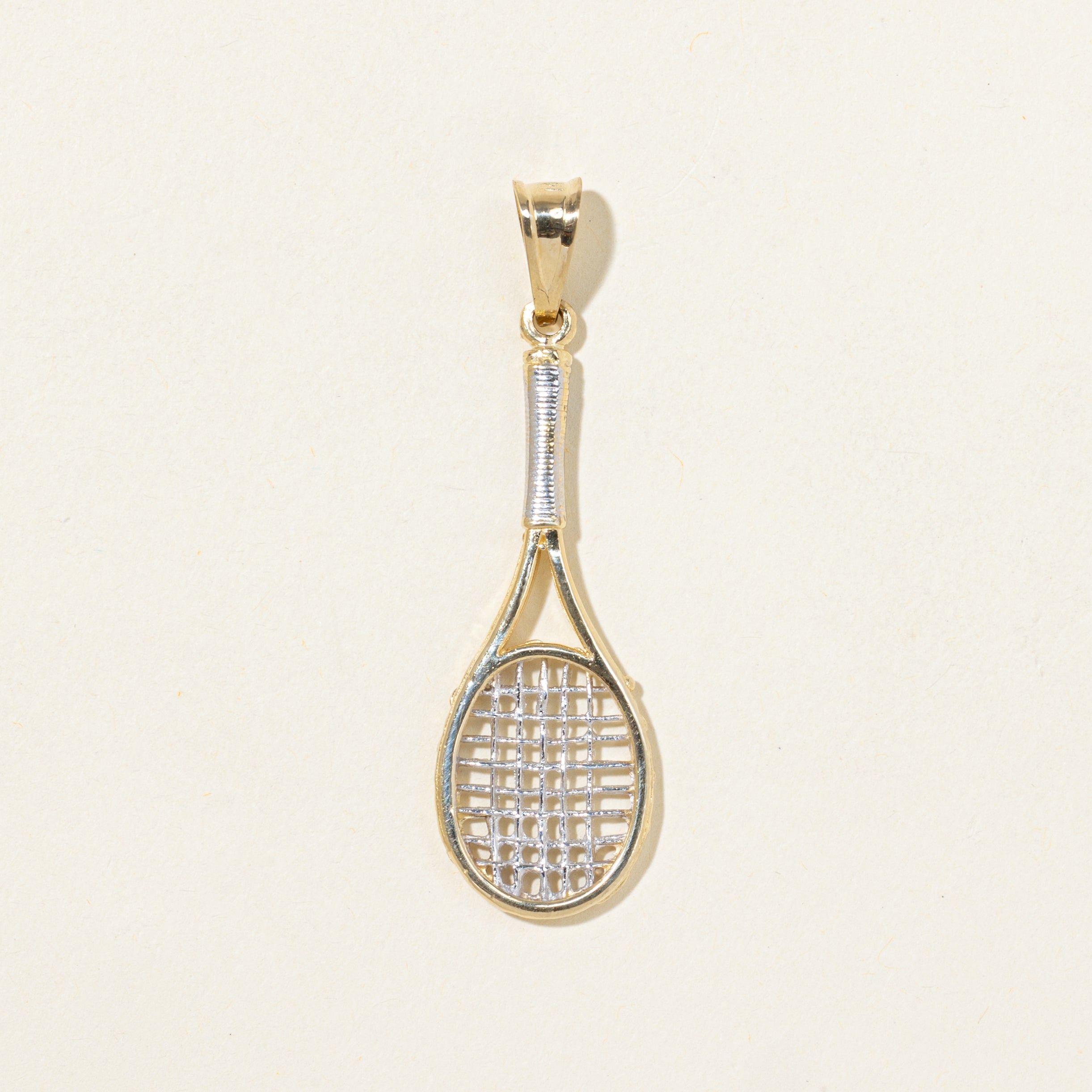 14k Yellow Gold Tennis Racket Pendant