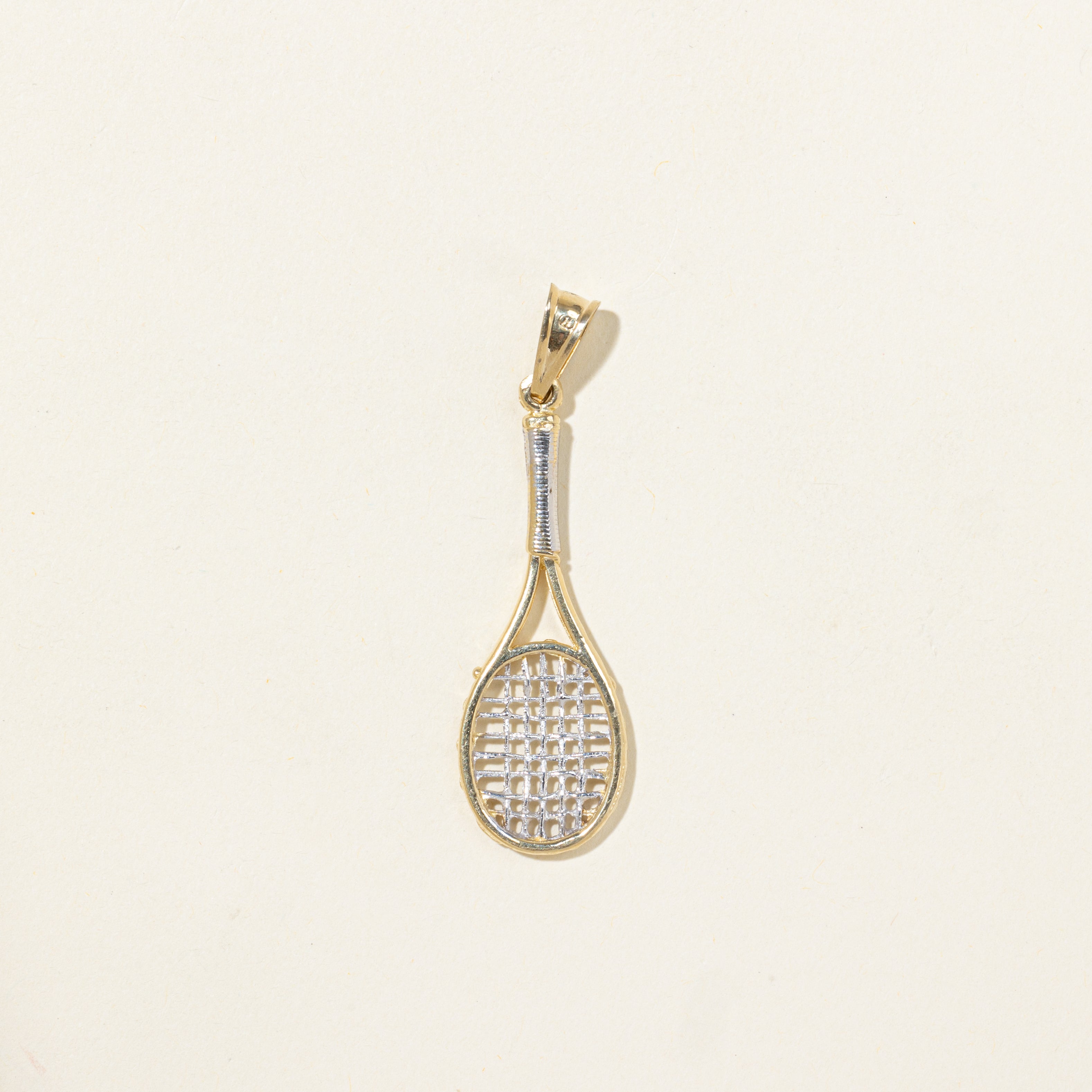 14k Yellow Gold Tennis Racket Pendant
