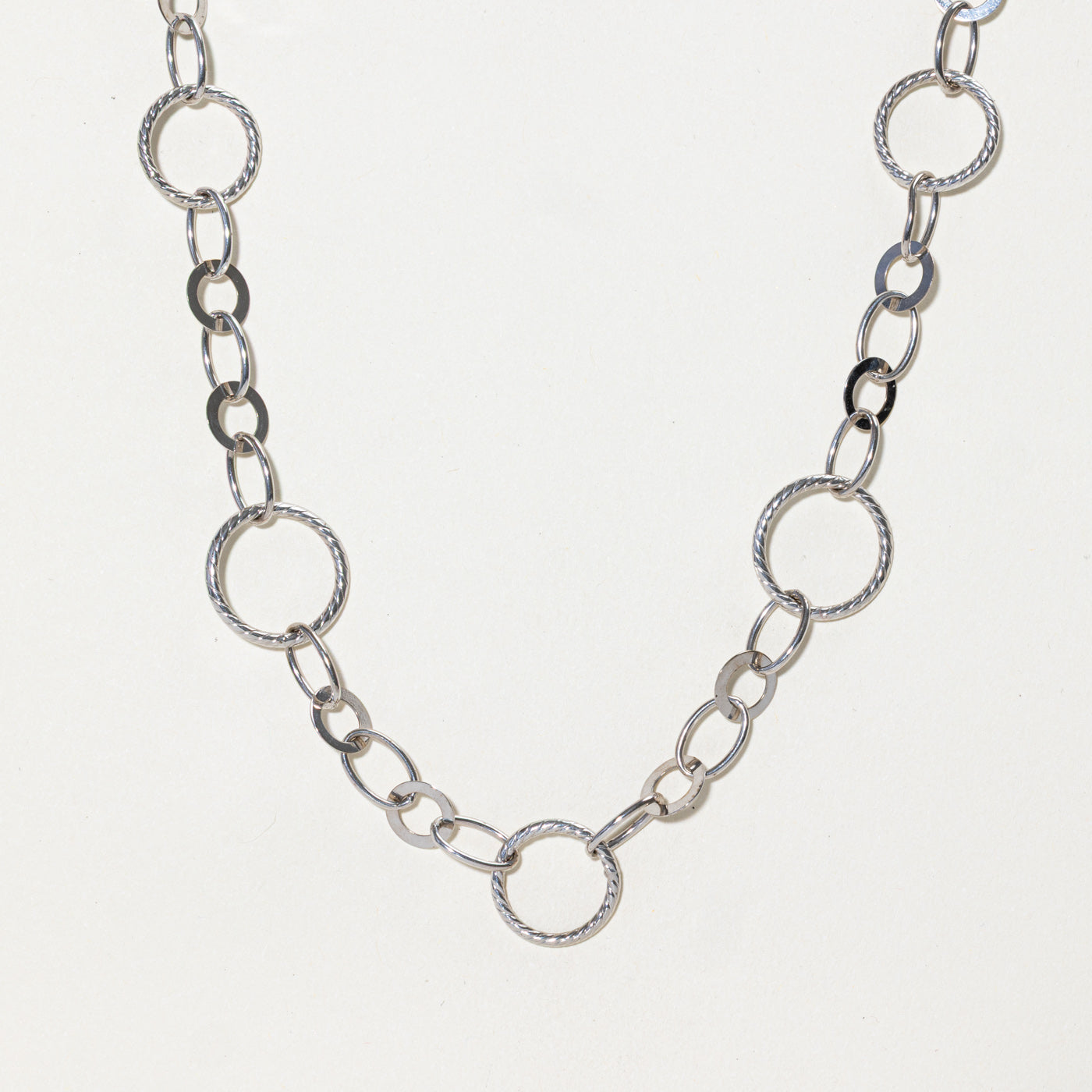 10k White Gold Mixed Large Links Chain | 38"