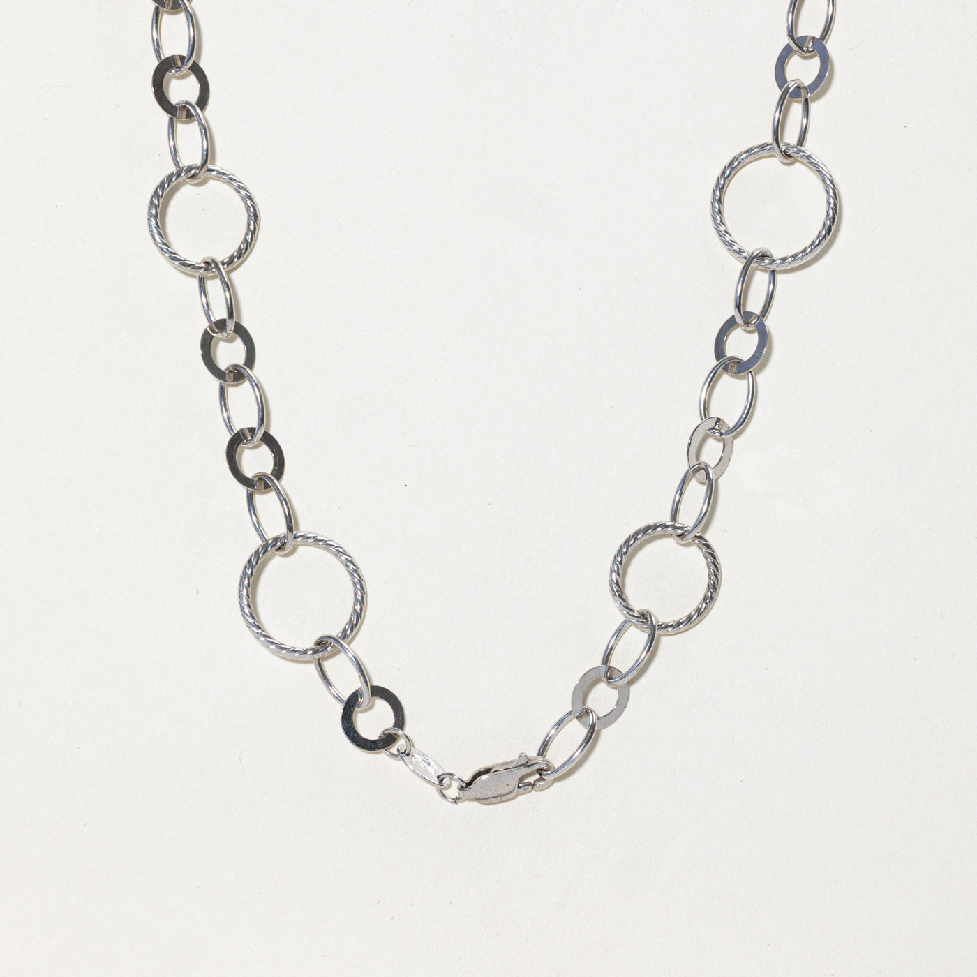 10k White Gold Mixed Large Links Chain | 38"