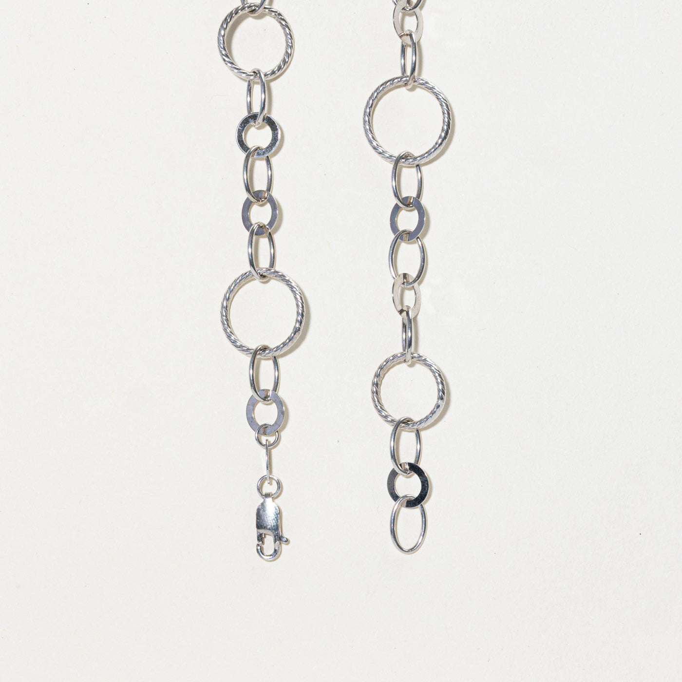 10k White Gold Mixed Large Links Chain | 38"