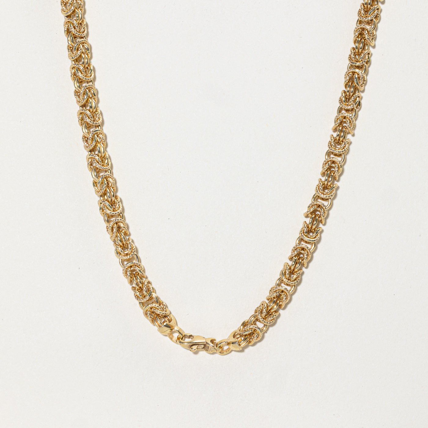 10k Yellow Gold Textured Byzantine Chain | 18"
