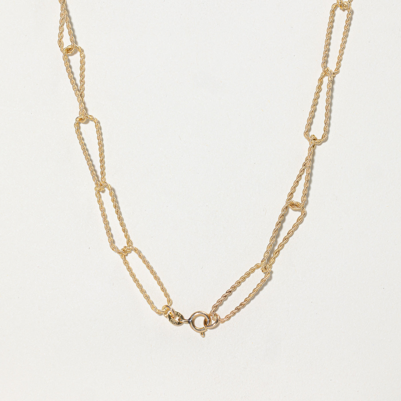 14k Yellow Gold Rope Textured Paperclip Chain | 24"