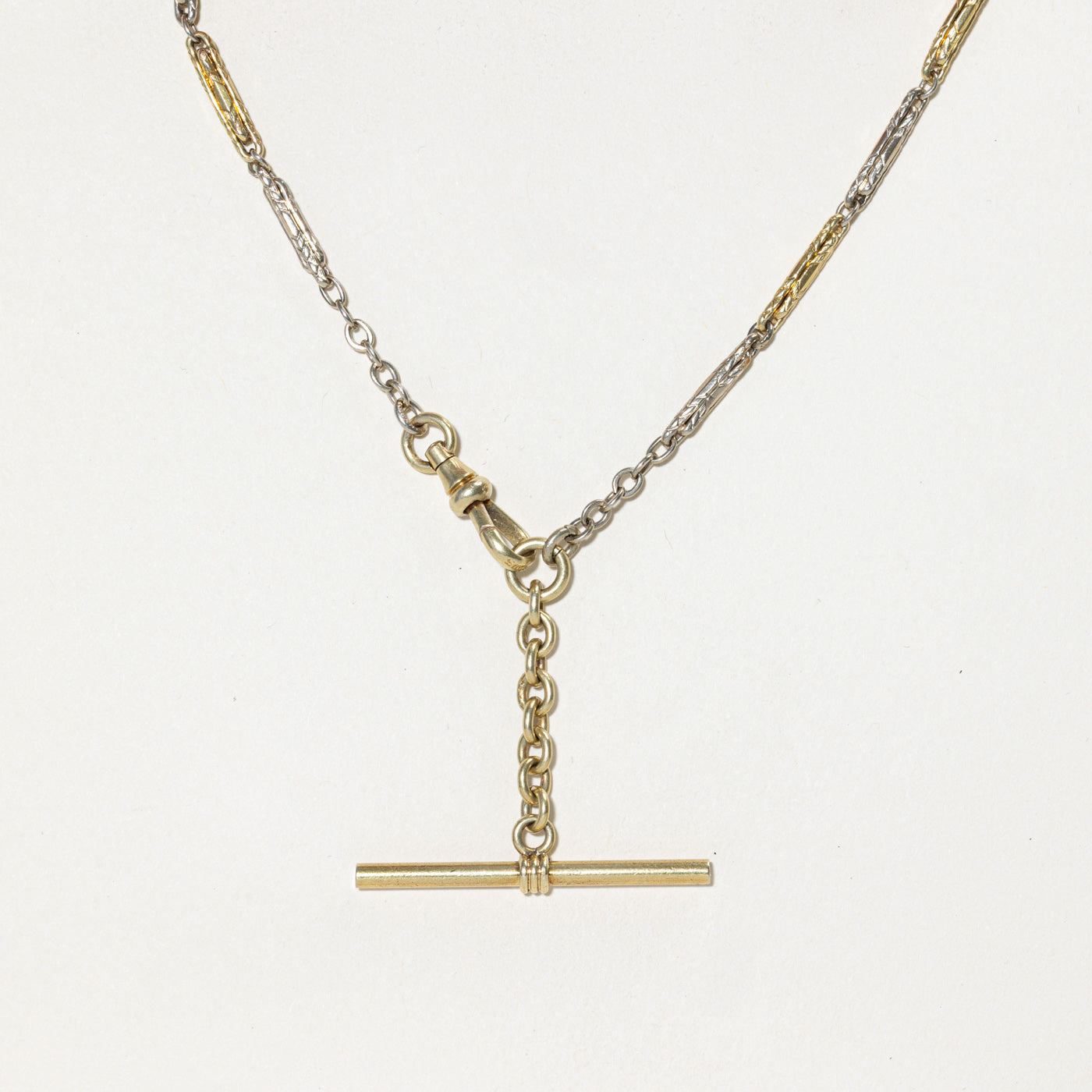 15k Two Tone Gold Bar Link Watch Chain | 10.5"