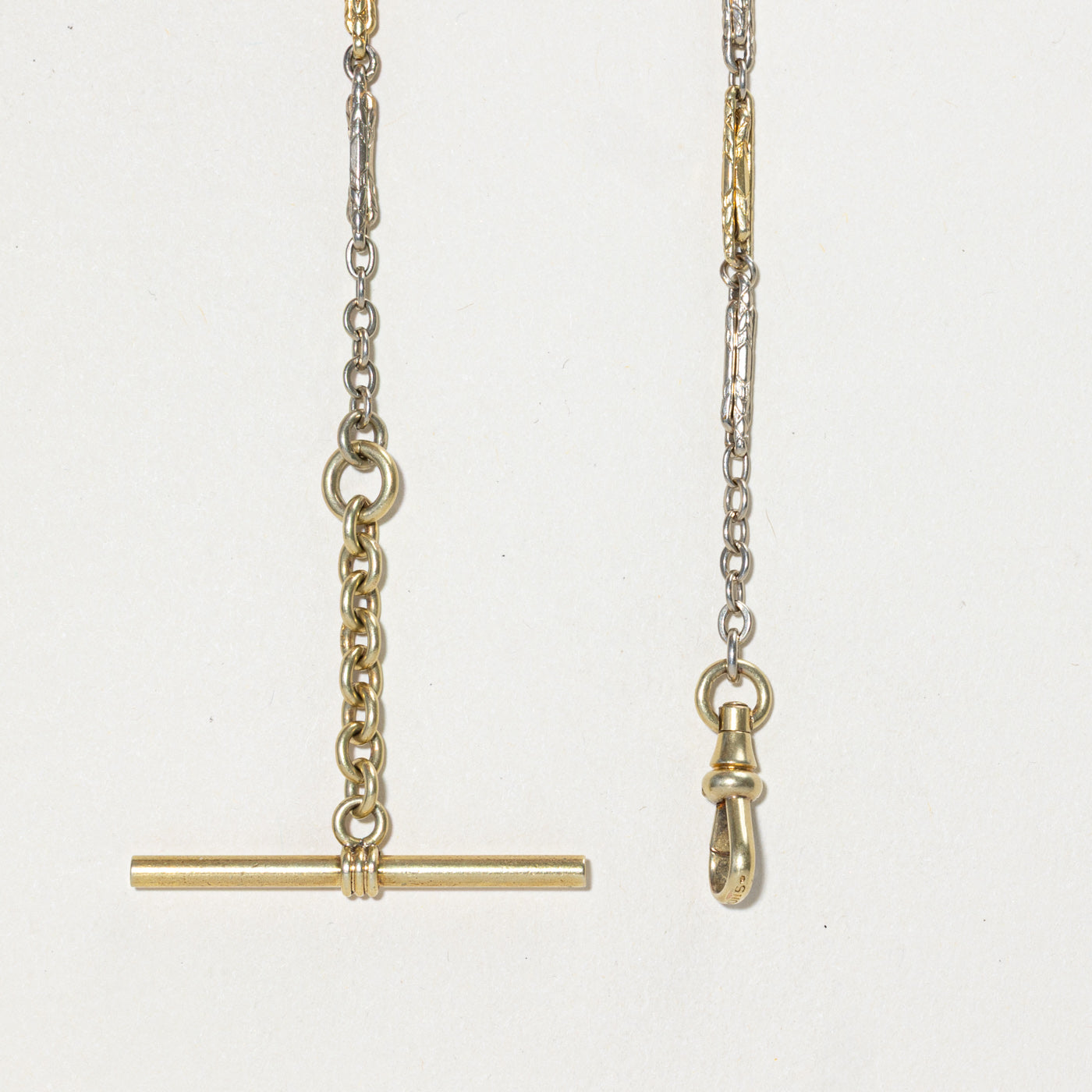 15k Two Tone Gold Bar Link Watch Chain | 10.5"