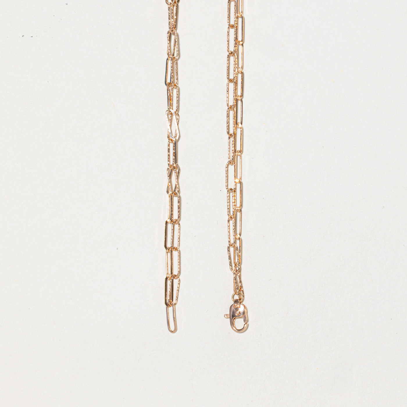 18k Rose Gold Layered & Textured Paperclip Chain | 15.5"