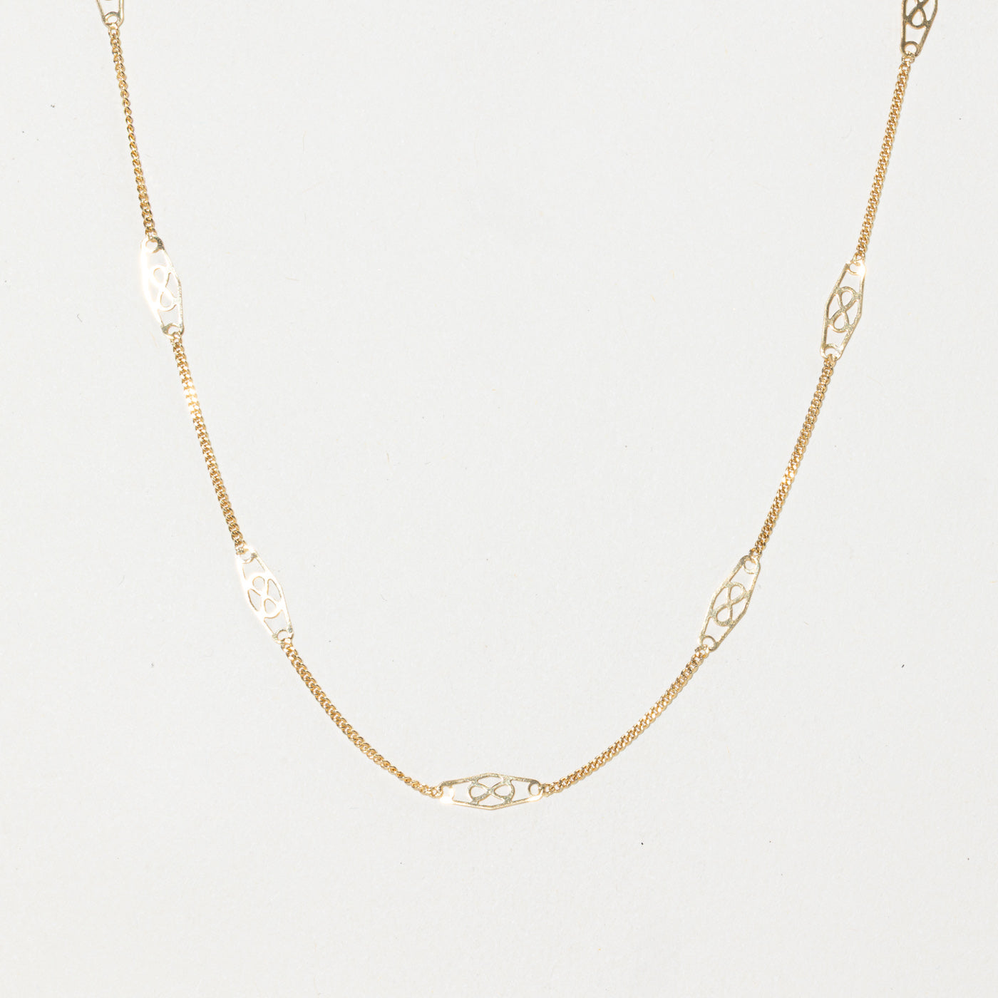 Retro Italian 18k Yellow Gold Filigree Chain | 17.5"