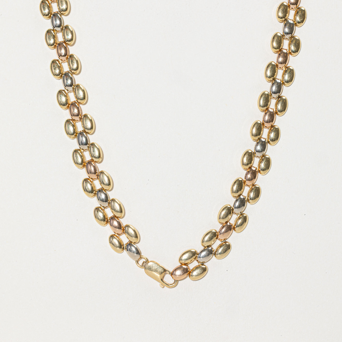 18k Tri Tone Gold Panther Link Chain | 16"