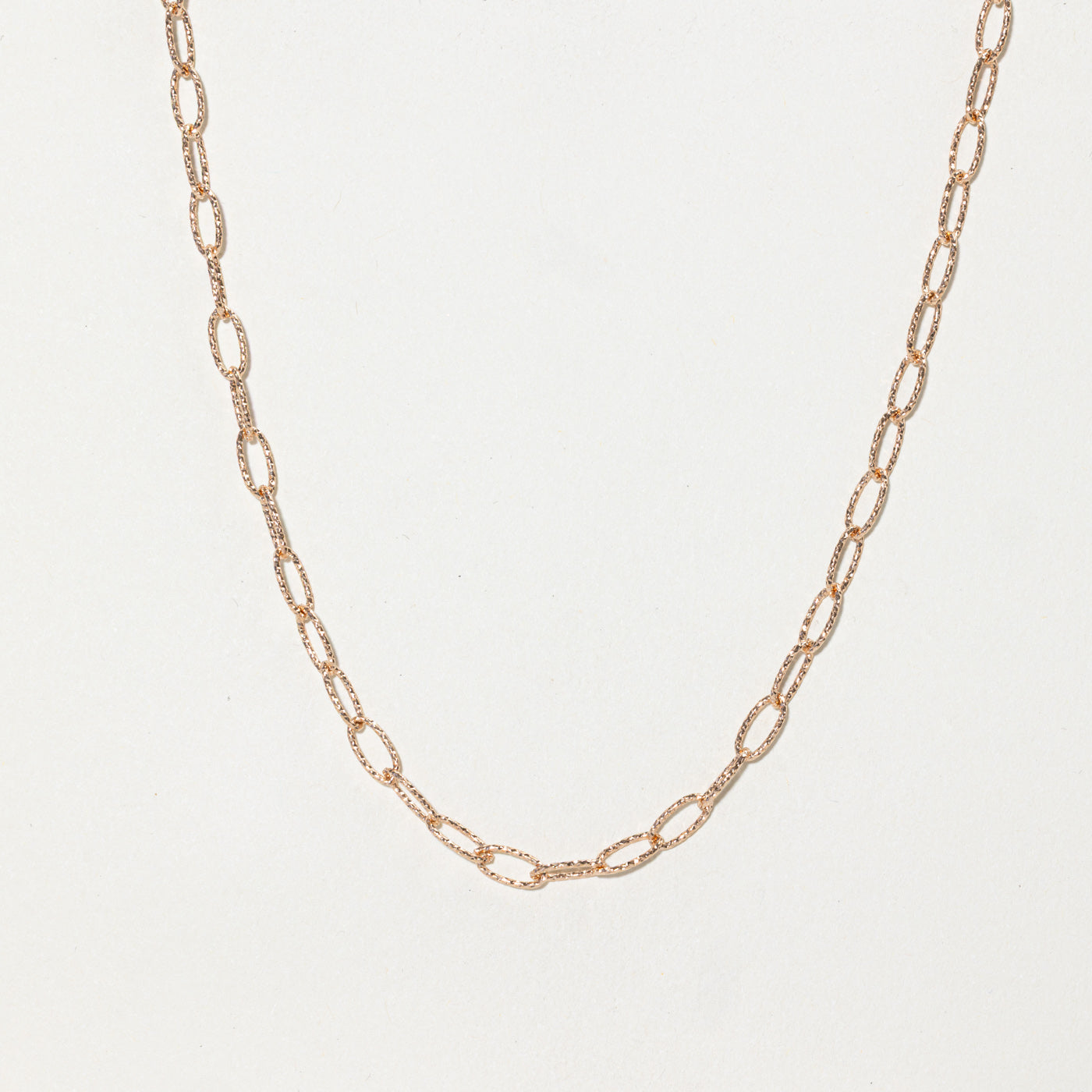 18k Rose Gold Textured Paperclip Chain | 16"
