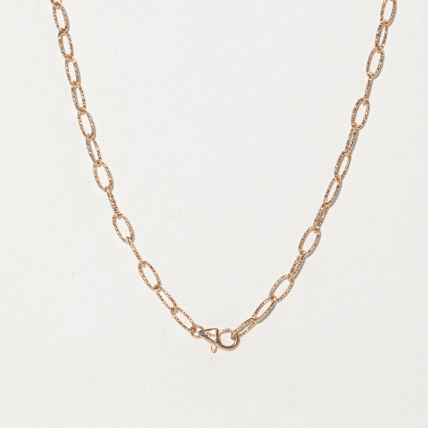 18k Rose Gold Textured Paperclip Chain | 16"