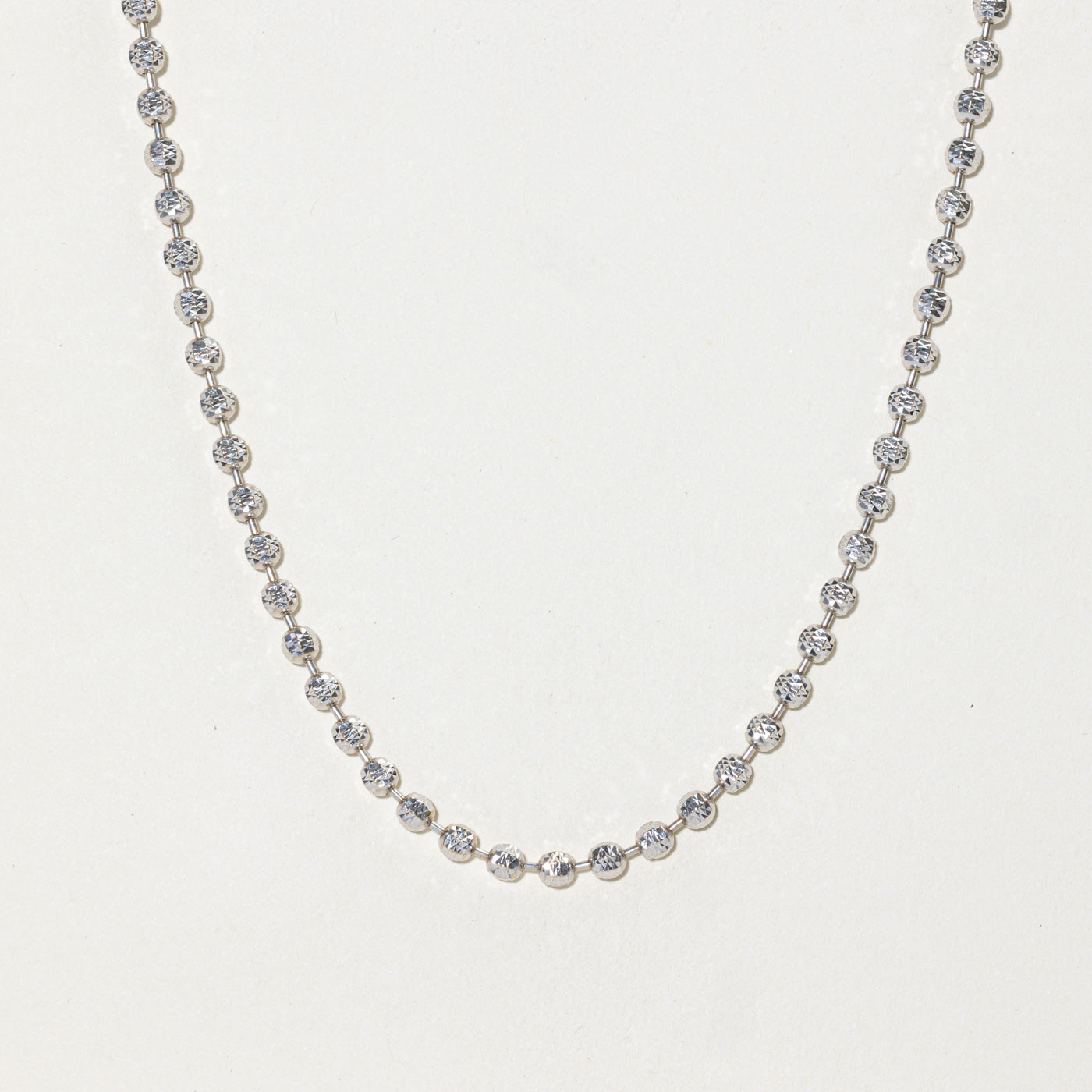 Italian 18k White Gold Textured Bead Chain | 16"