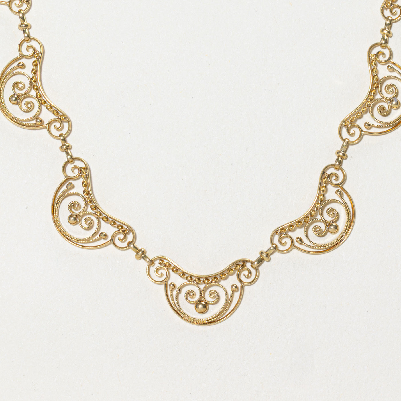 18k Yellow Gold Filigree Chain Pendant Necklace | 17"