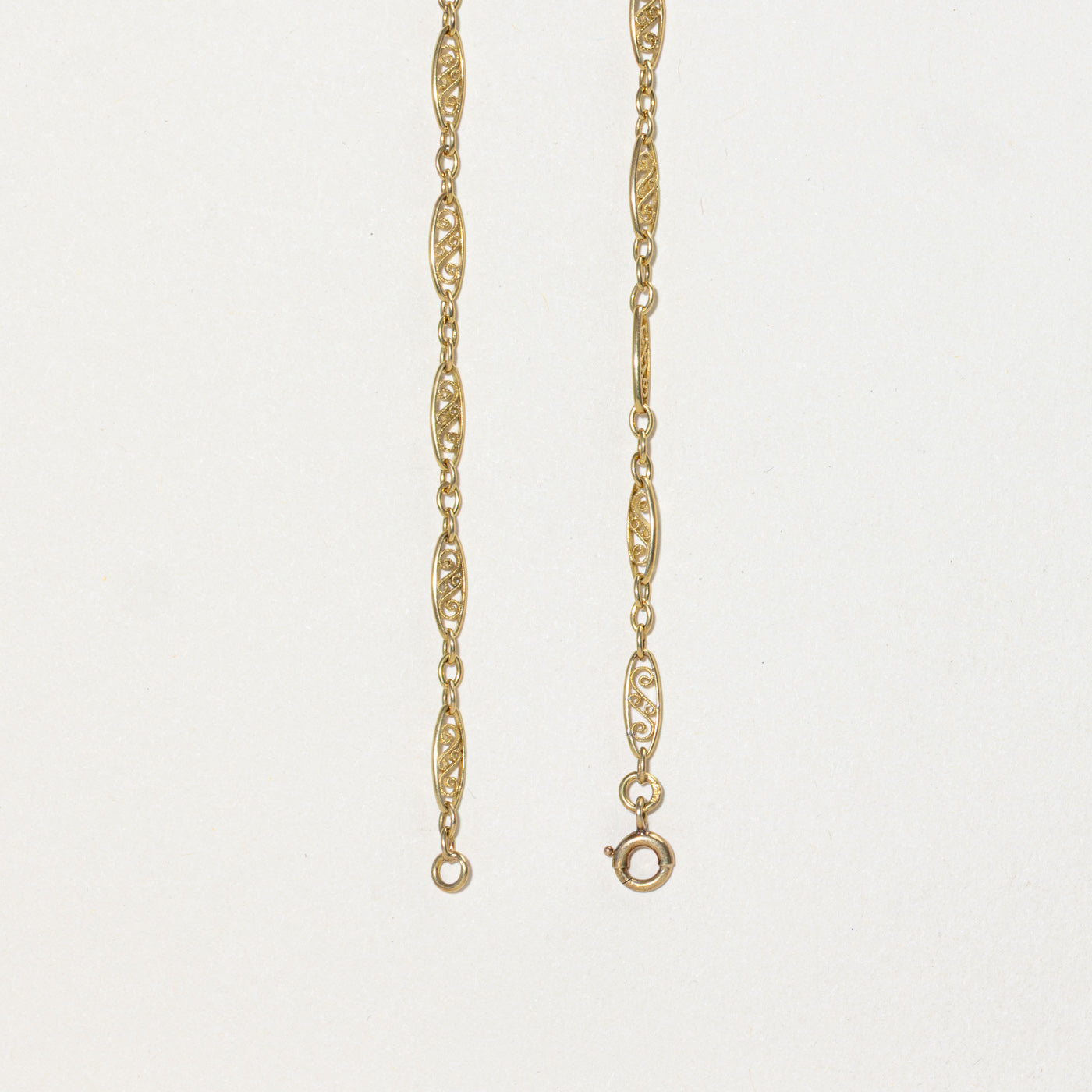 18k Yellow Gold Filigree Chain Pendant Necklace | 17"