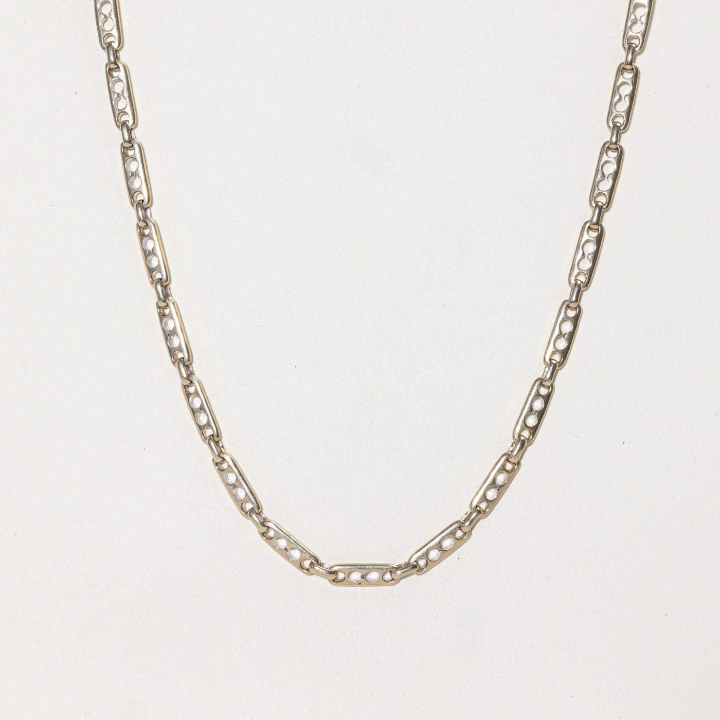 18k White Gold Bar Link Chain | 21"